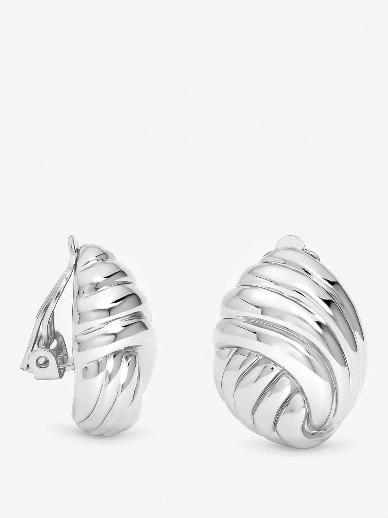 Jon Richard Silver Plated Shell Clip Earrings