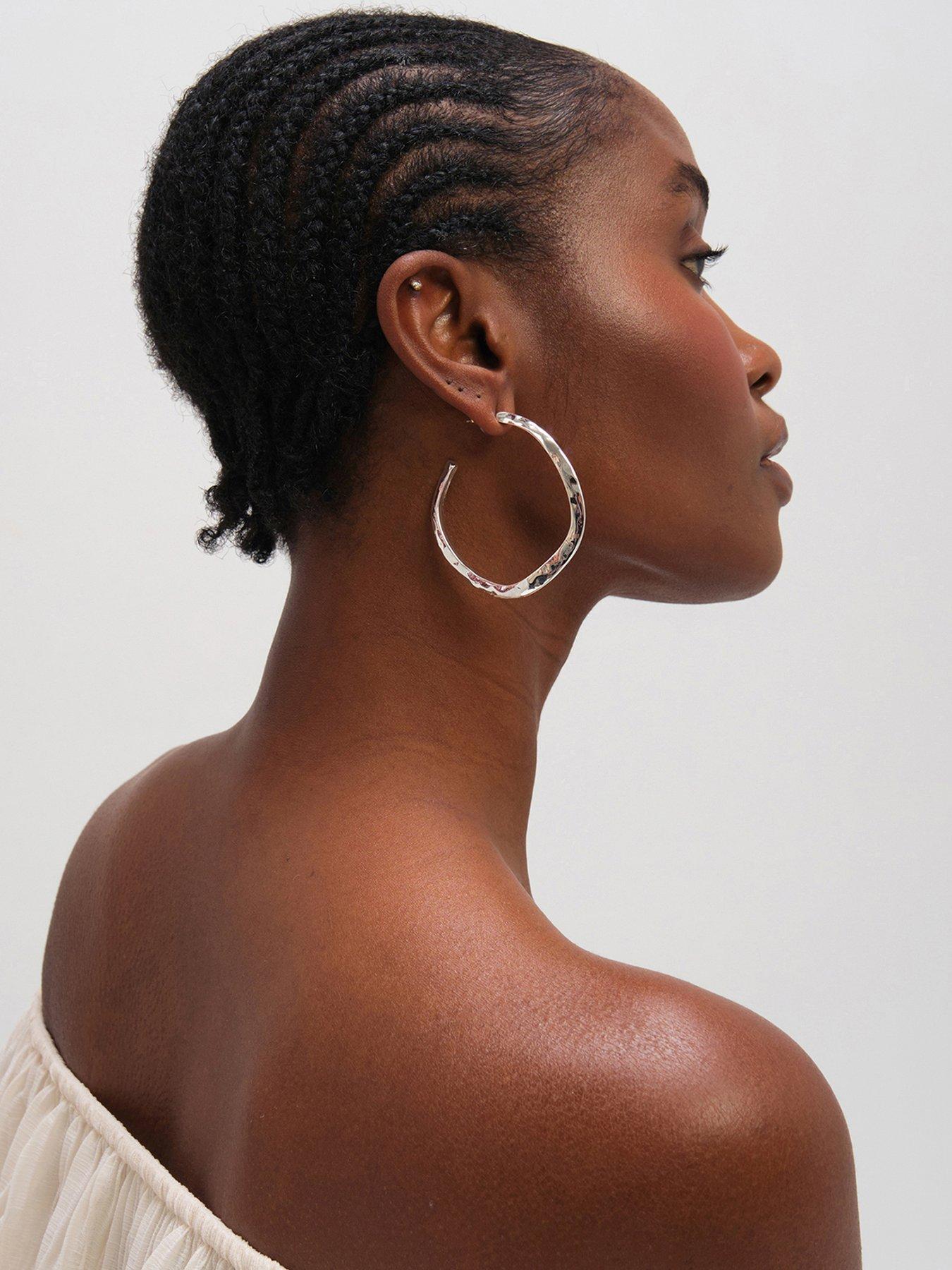 Mood Silver Plated Large Molten Hoops