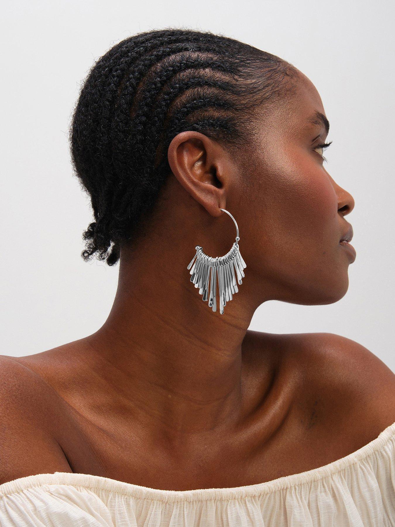 Mood Silver Plated Polished Stick Hoops