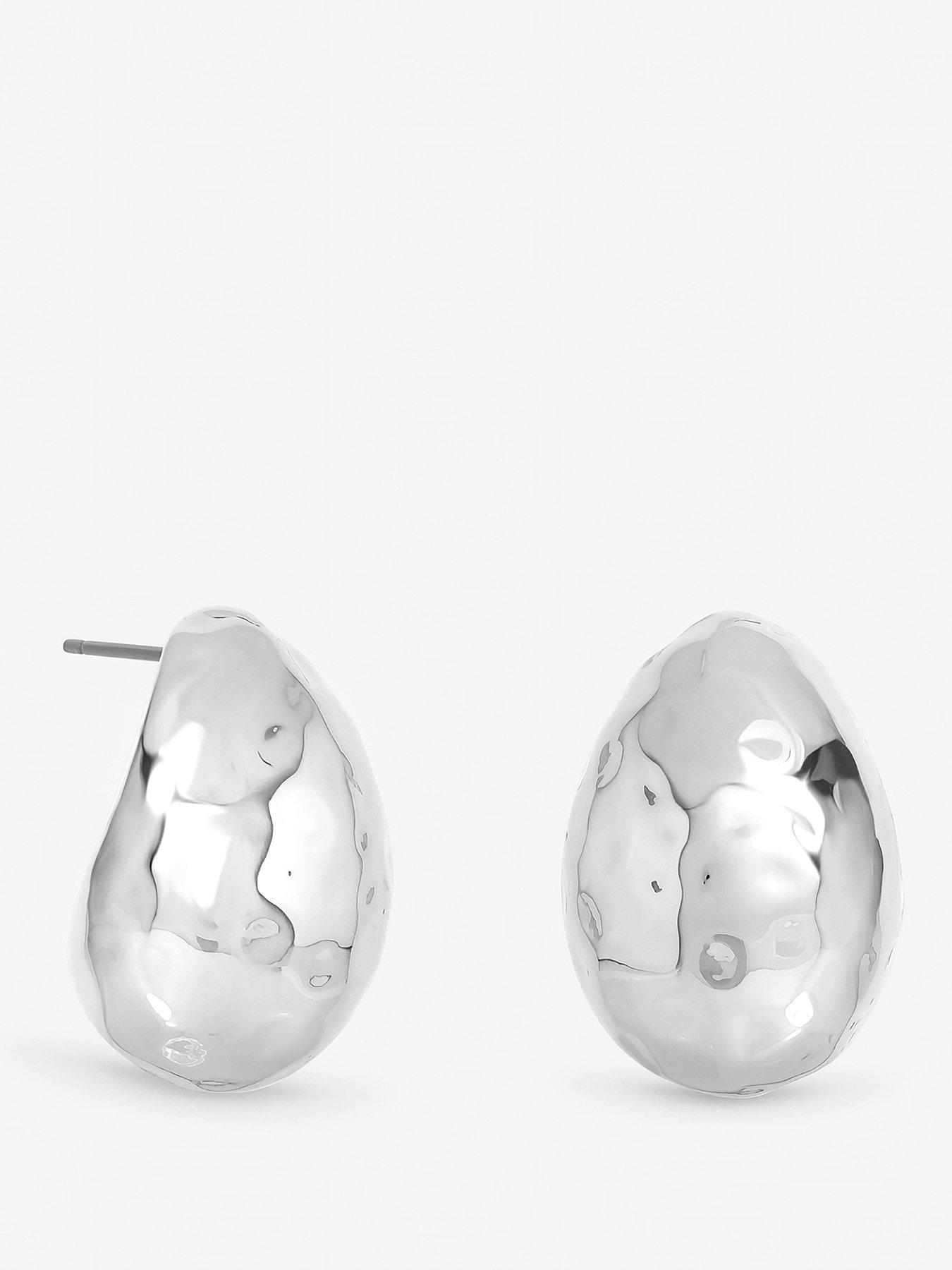 Mood silver Plated Textured Dome Hoops