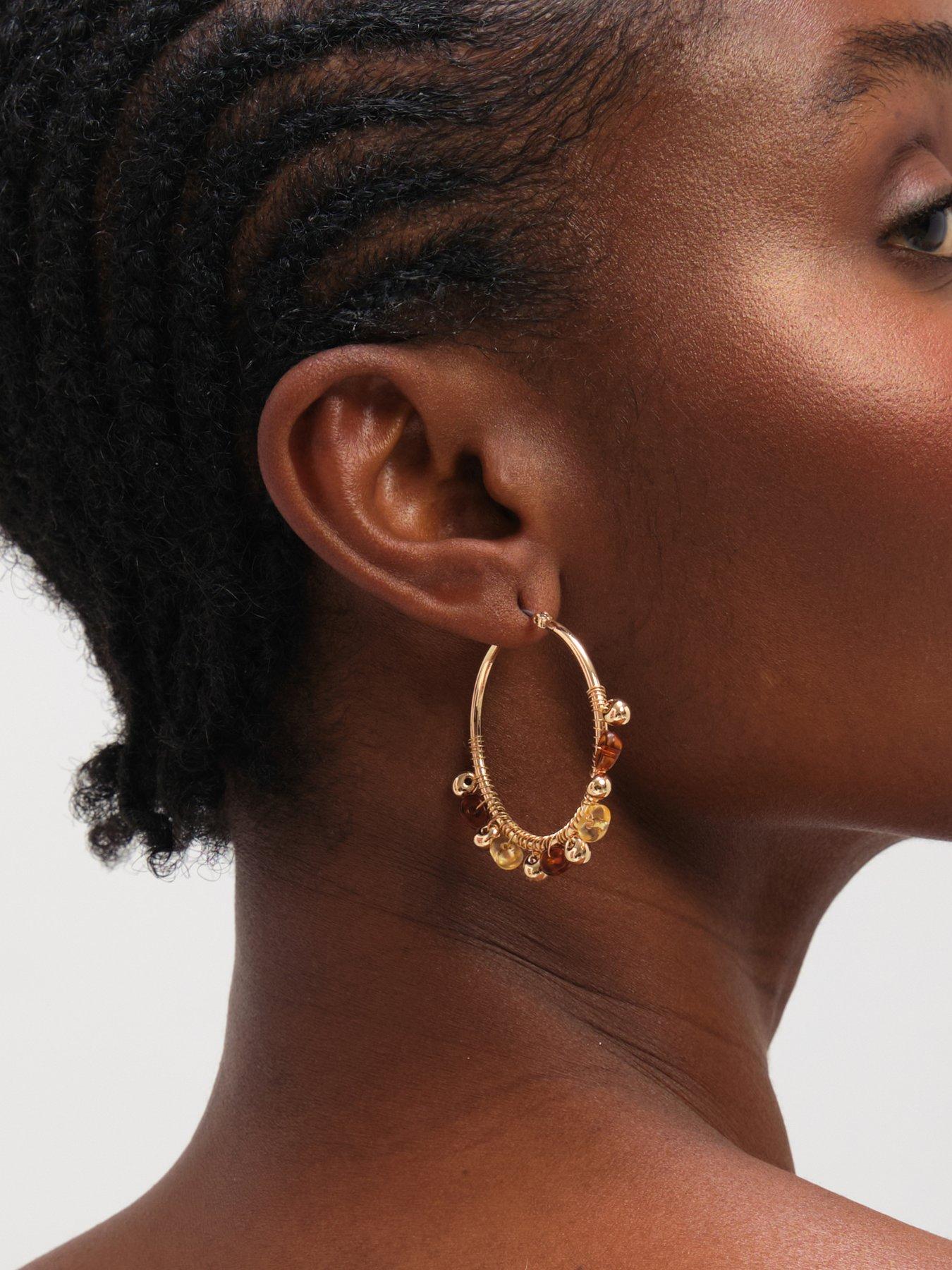 Image 2 of 3 of Mood Gold Polished and Resin Hoop Earrings