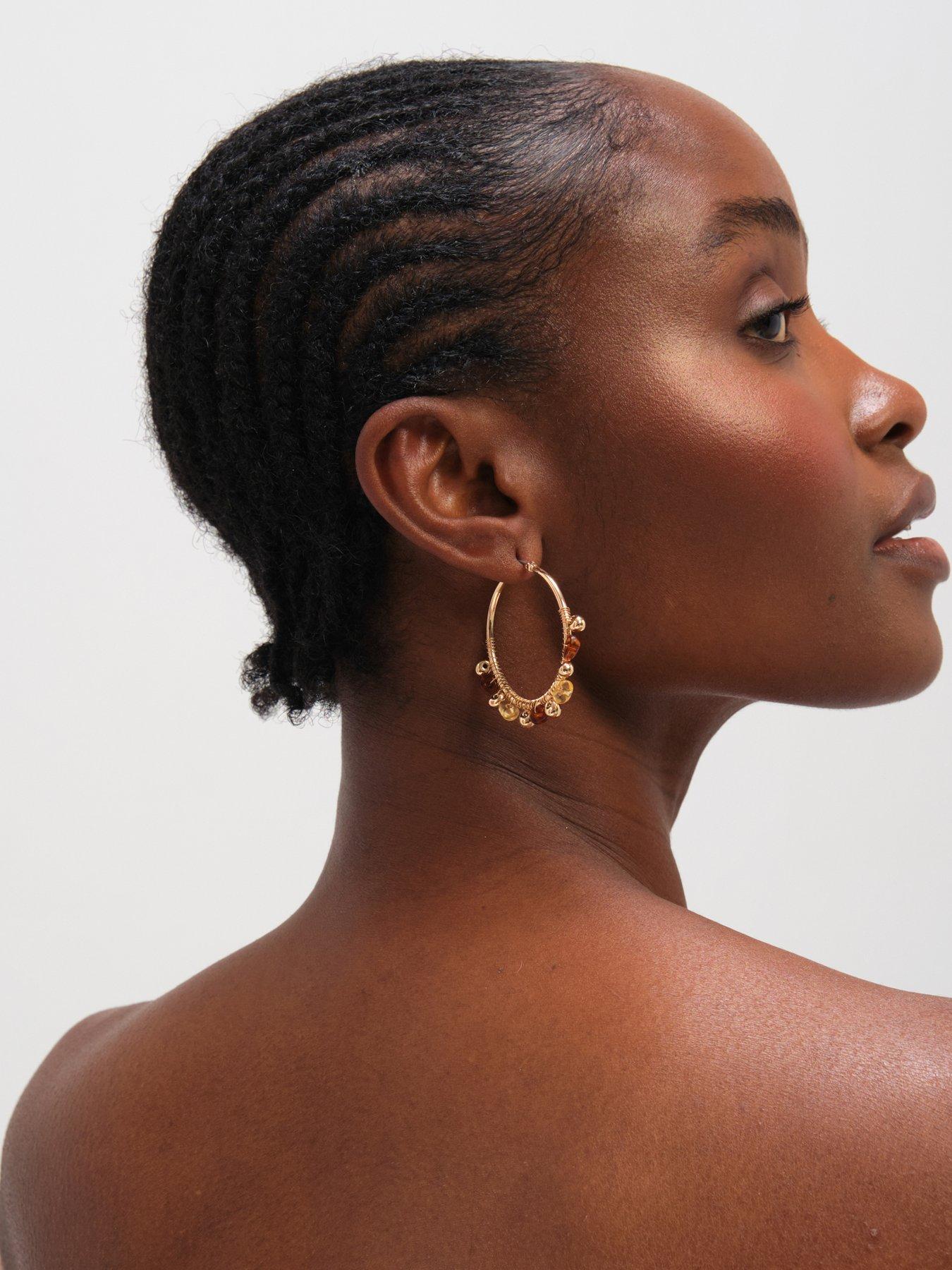 Image 3 of 3 of Mood Gold Polished and Resin Hoop Earrings