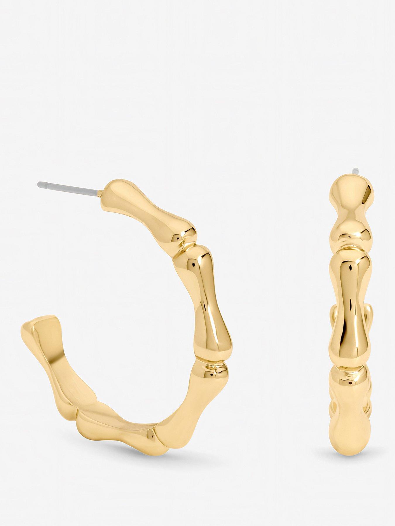 Mood Gold Polished Bamboo Hoop Earrings