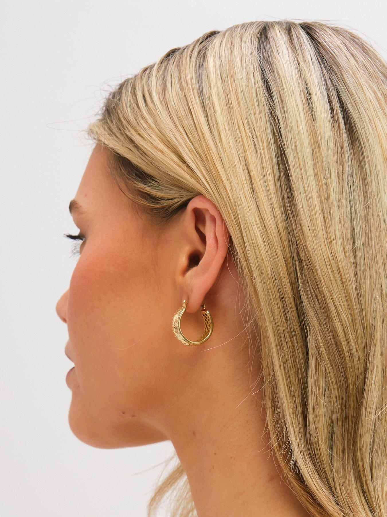 Image 2 of 3 of Jon Richard Textured Large Hoop Earrings