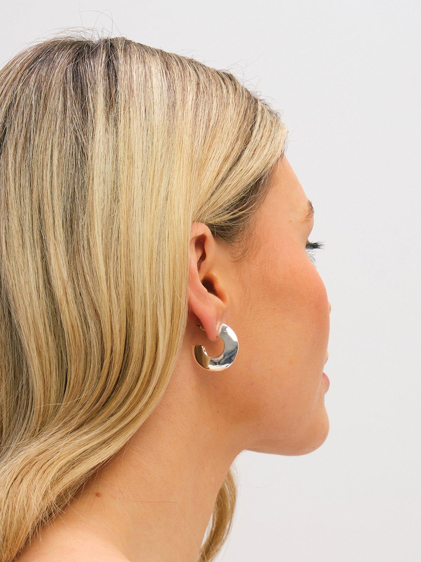 Jon Richard Silver Plated Flat Disk Hoop Earrings