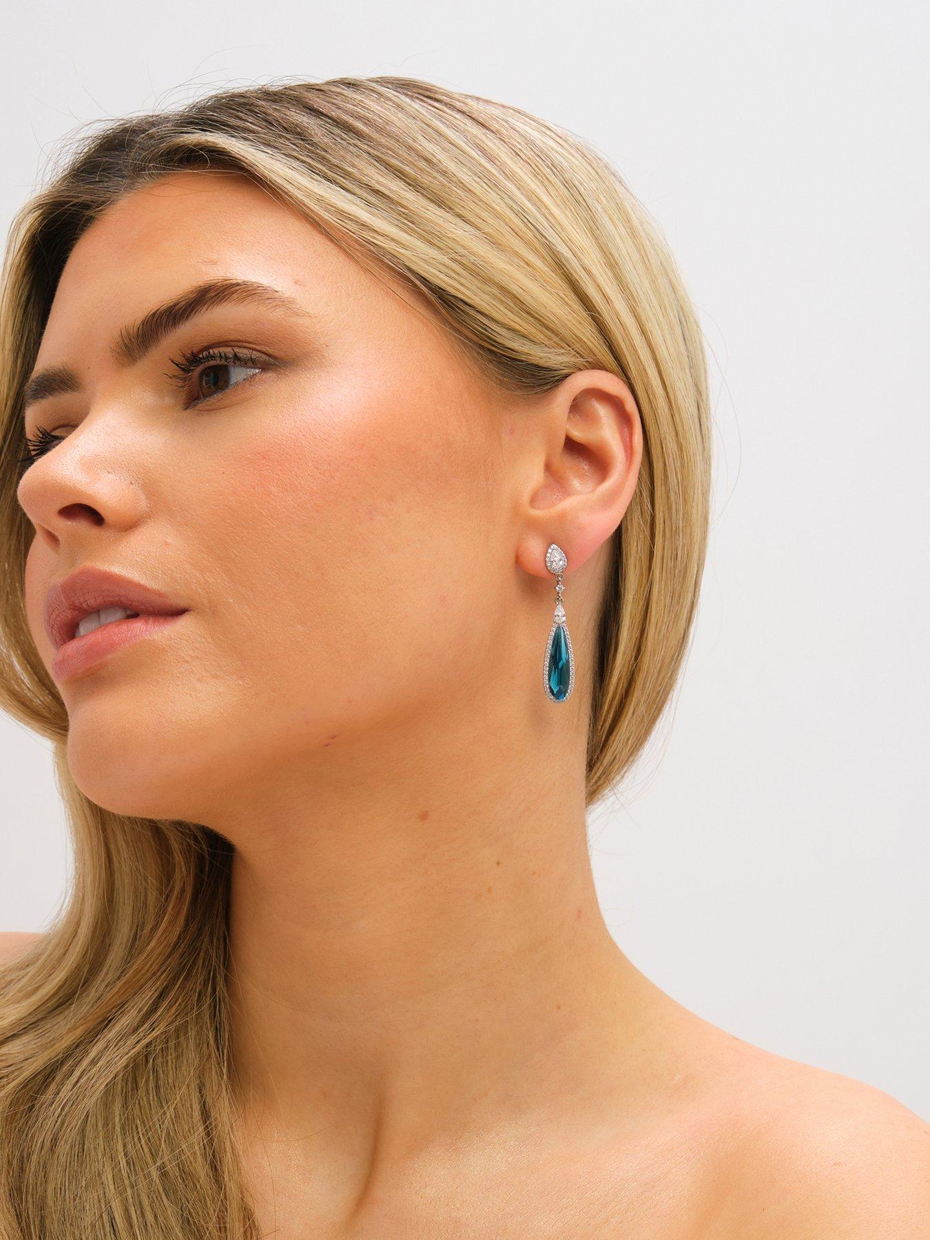 Image 2 of 3 of Jon Richard Gold Plated Crystal and Emerald Drop Earrings