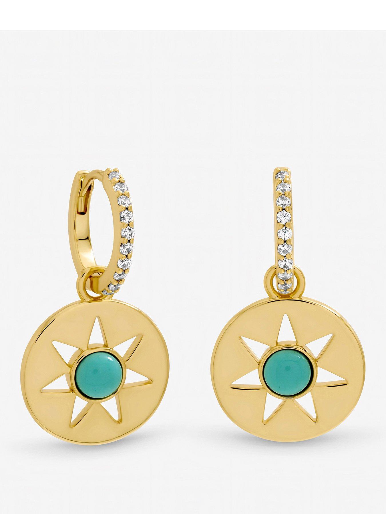 Inicio Gold Plated and Turquoise Celestial Earrings - Gift Pouch
