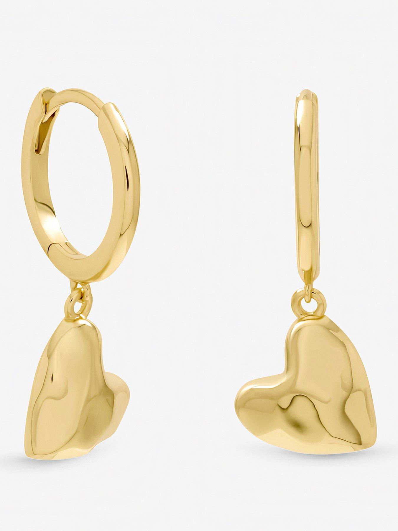 Inicio Gold Plated Molton Heart Huggie Earrings - Gift Pouch