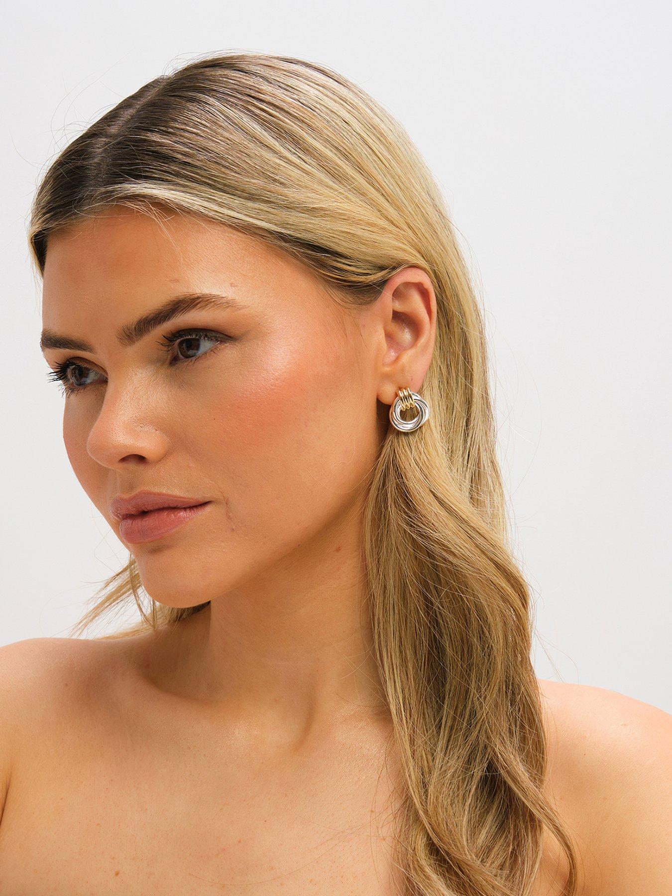 Jon Richard Rhodium Plated Pave and Fresh Water Halo Earrings