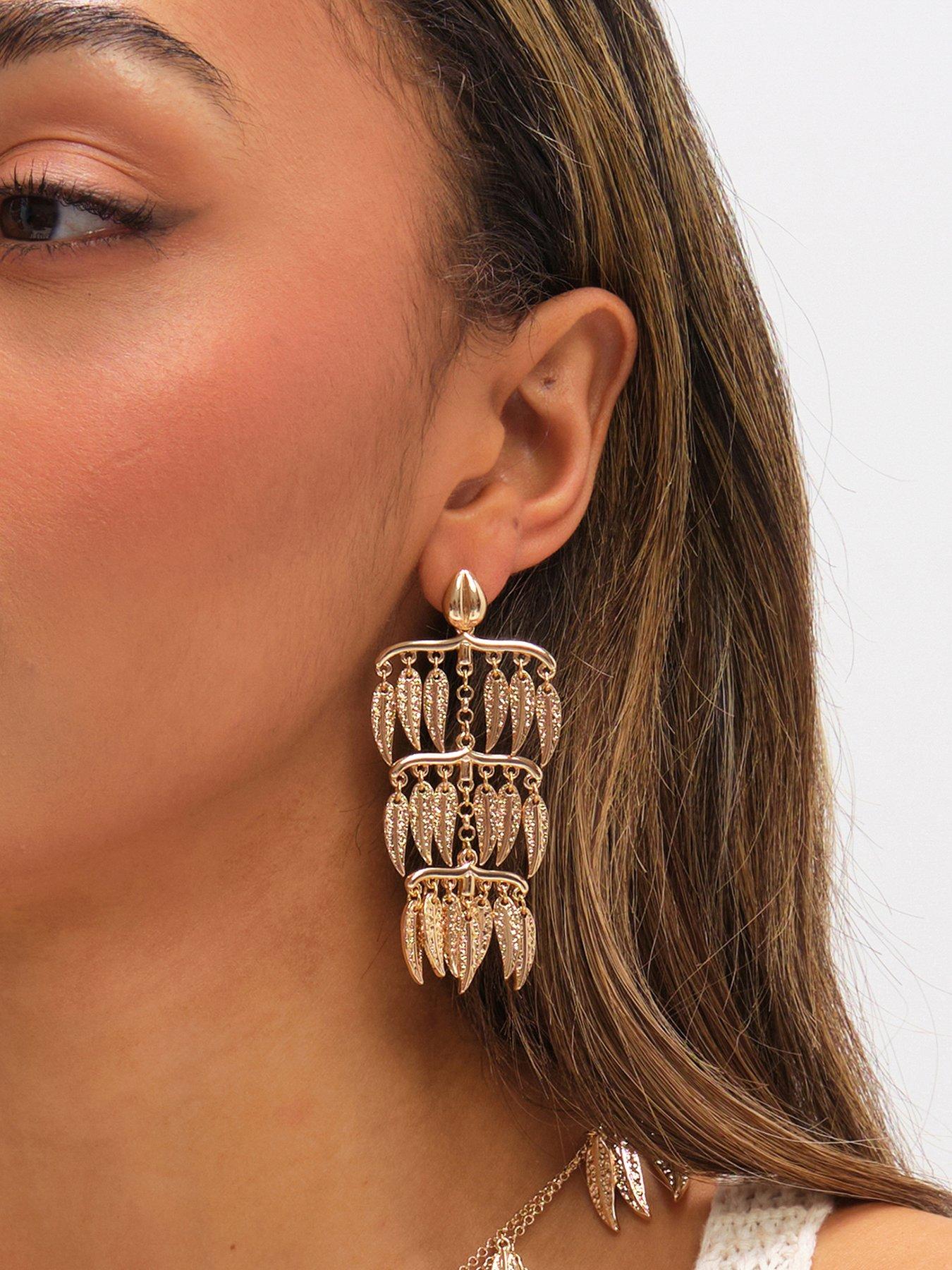 Image 1 of 3 of Mood Gold Plated Cascading Leaf Earrings