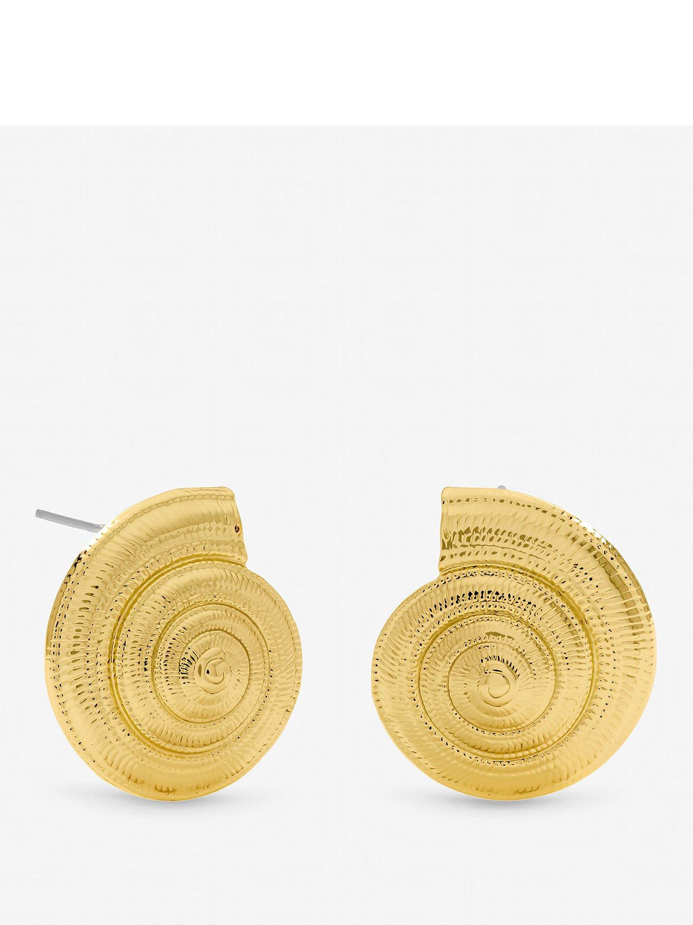 Image 1 of 3 of Inicio Gold Plated Statement Shell Earrings - Gift Pouch