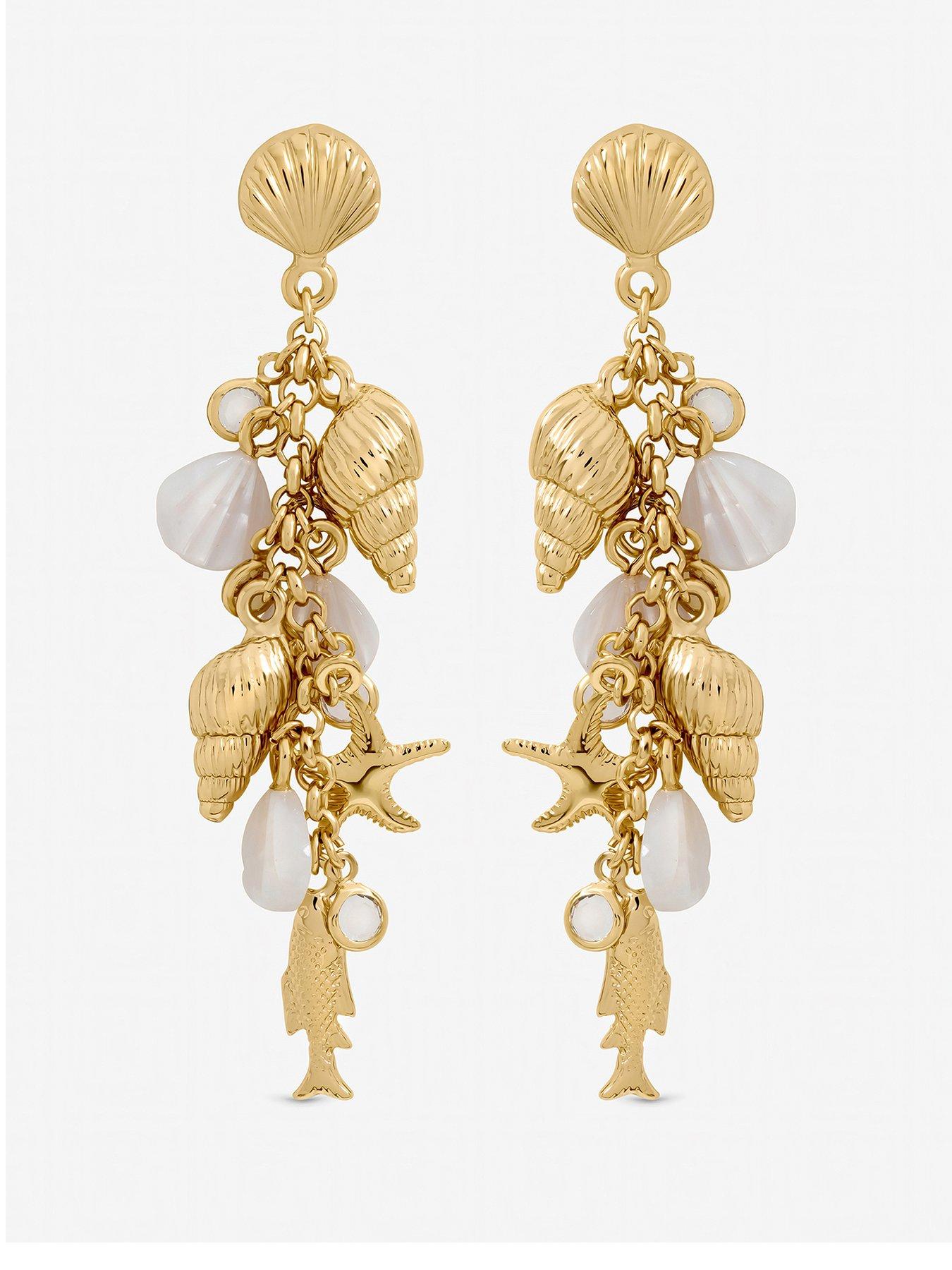 Inicio Gold Plated Droplet Shell Earrings - Gift Pouch