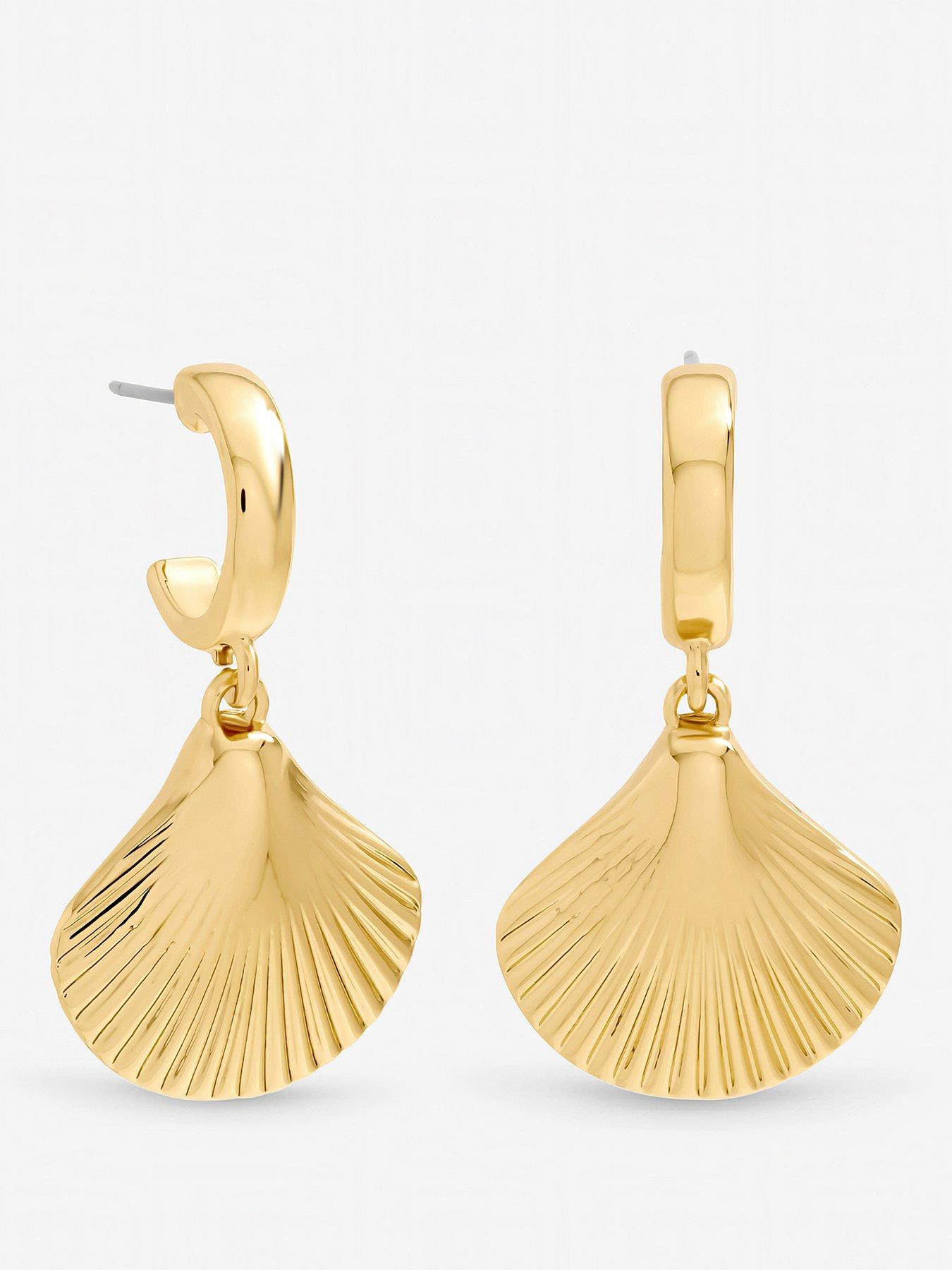 Image 1 of 3 of Inicio Gold Plated Shell Earrings - Gift Pouch