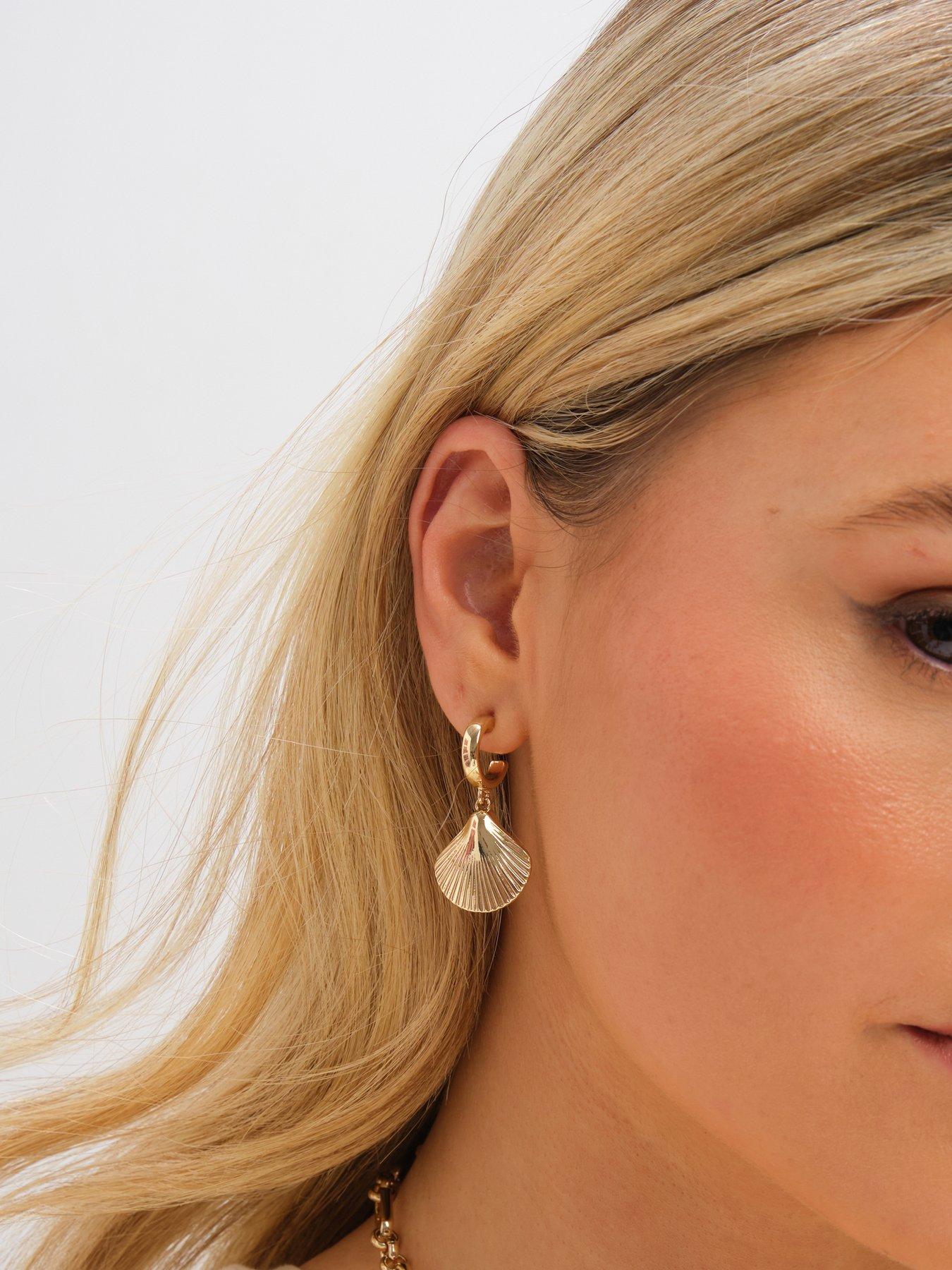 Image 2 of 3 of Inicio Gold Plated Shell Earrings - Gift Pouch