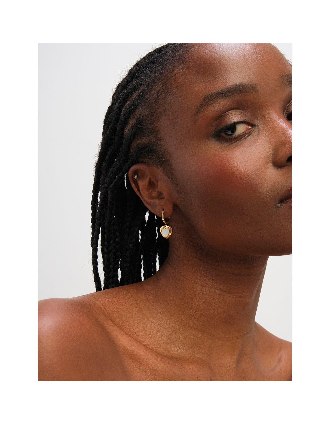 Inicio Gold Plated Mother of Pearl Heart Earrings - Gift Pouch