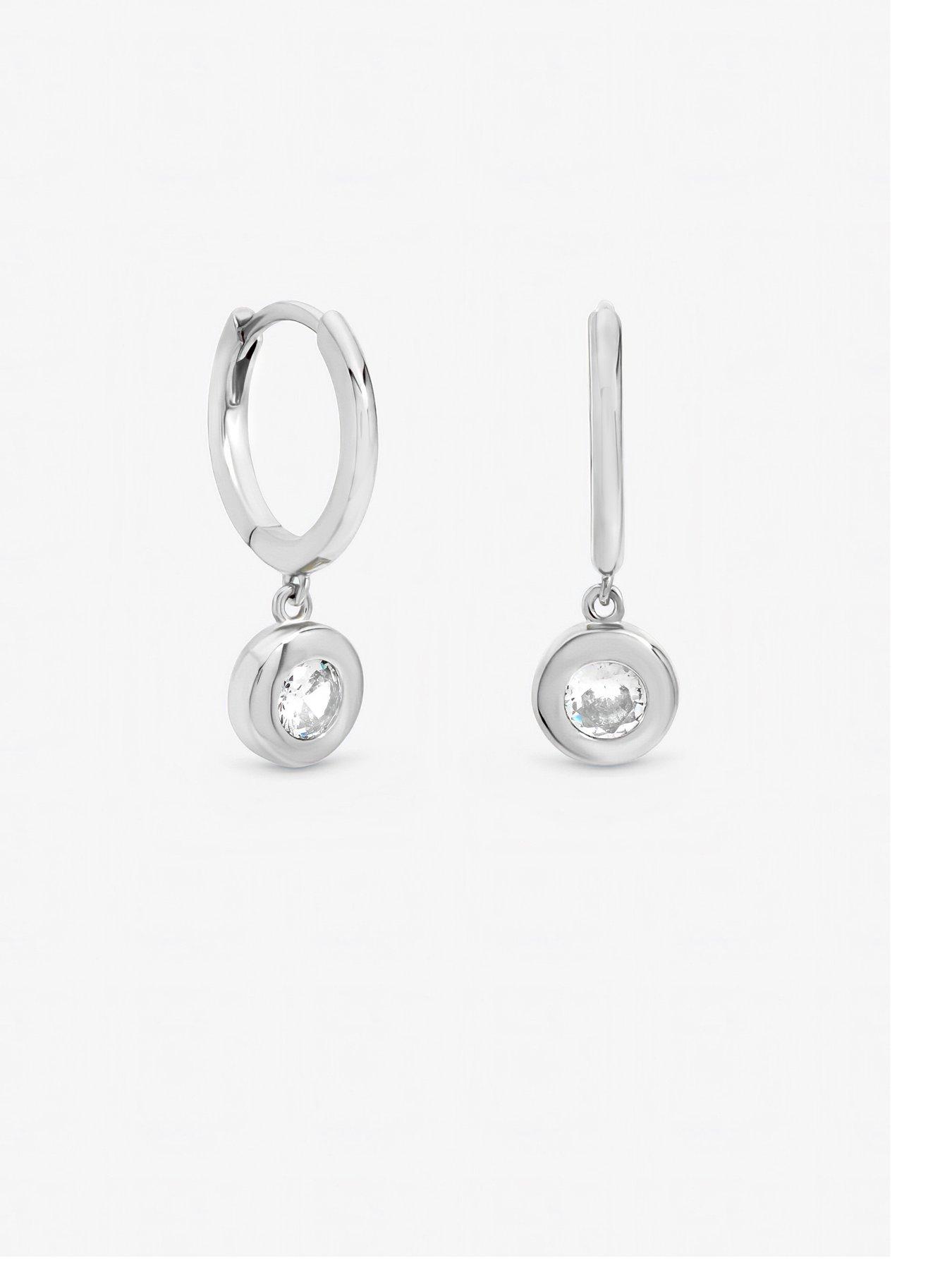 Image 2 of 6 of Jon Richard Jonrichard Silver Plated Cubic Zirconia Bezel Huggie Earrings