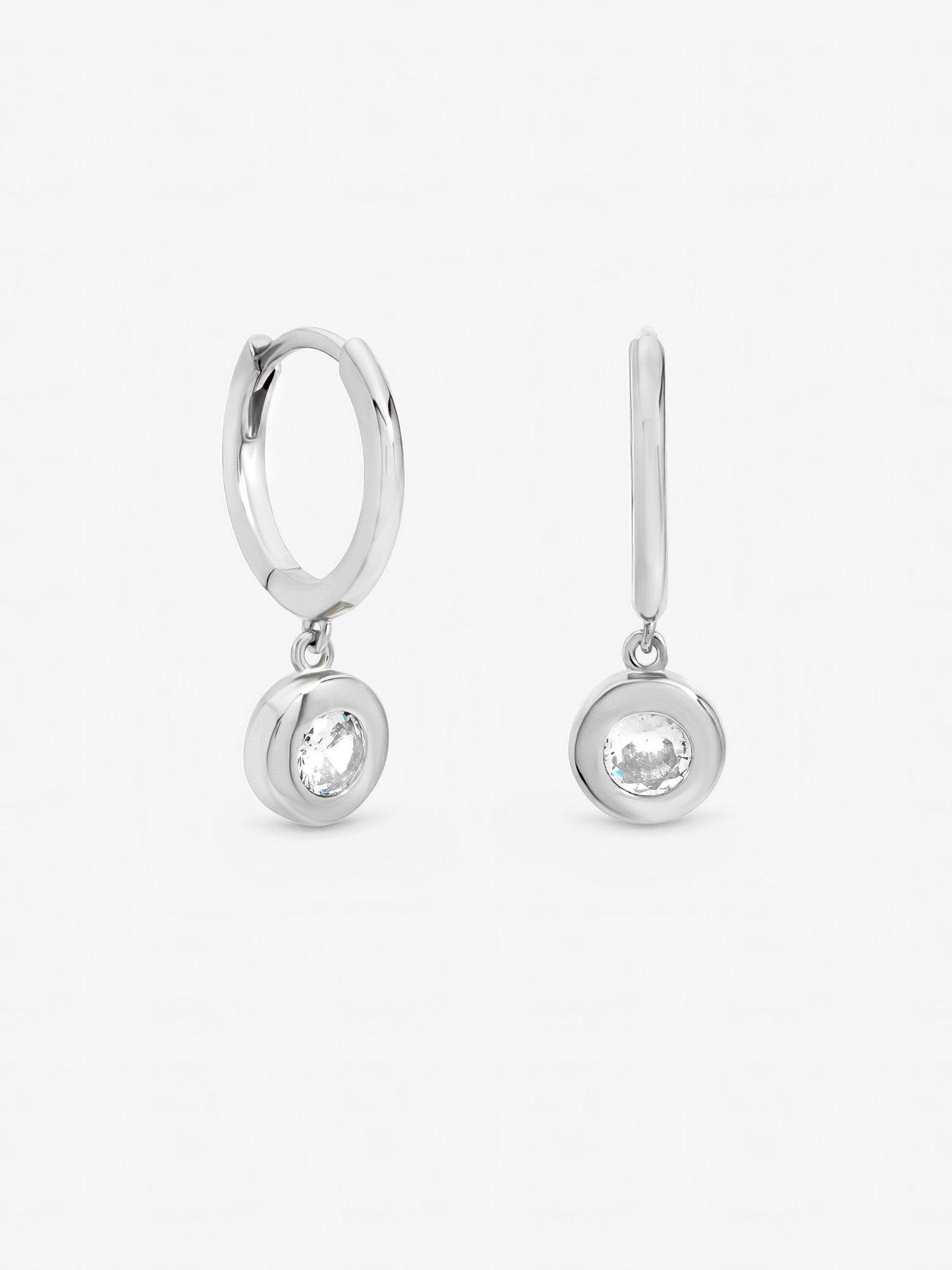 Image 4 of 6 of Jon Richard Jonrichard Silver Plated Cubic Zirconia Bezel Huggie Earrings