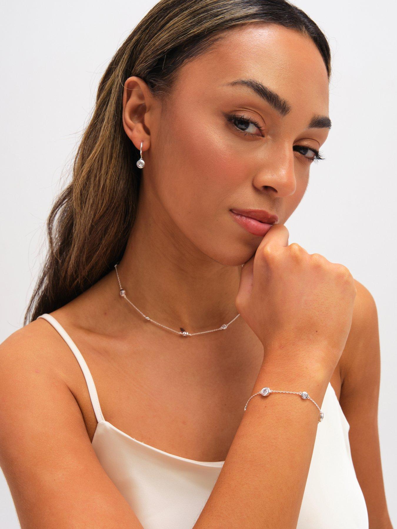 Image 6 of 6 of Jon Richard Jonrichard Silver Plated Cubic Zirconia Bezel Huggie Earrings