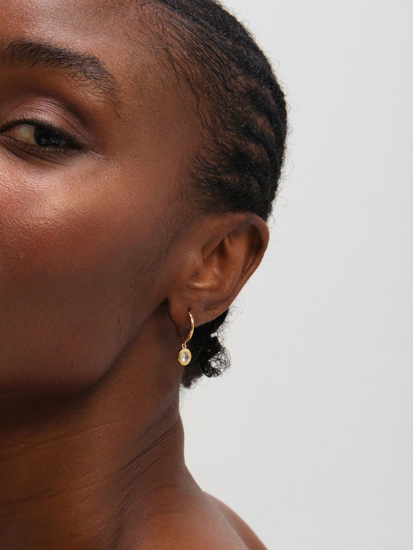 Jon Richard Gold Plated Cubic Zirconia Bezel Huggie Earrings