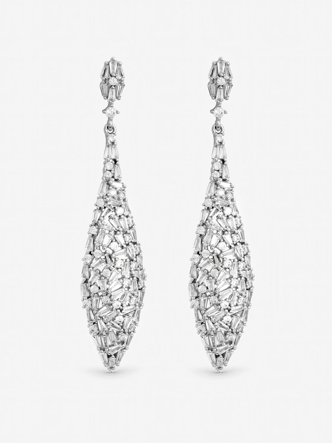 Jon Richard Rhodium Plated Mixed Stone Statement Earrings