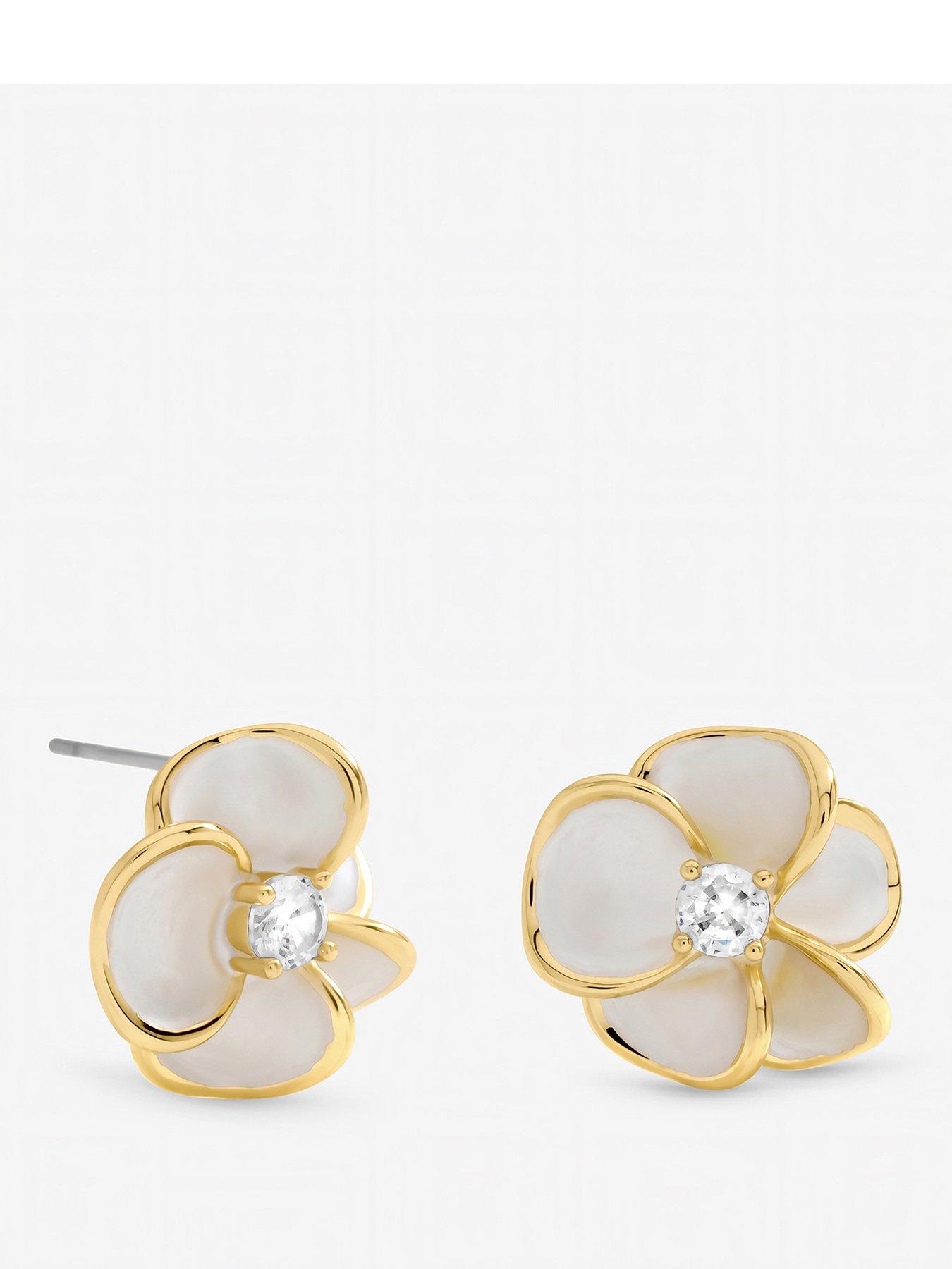 Image 1 of 1 of Jon Richard Gold Plated and Enamel Floral Stud Earrings