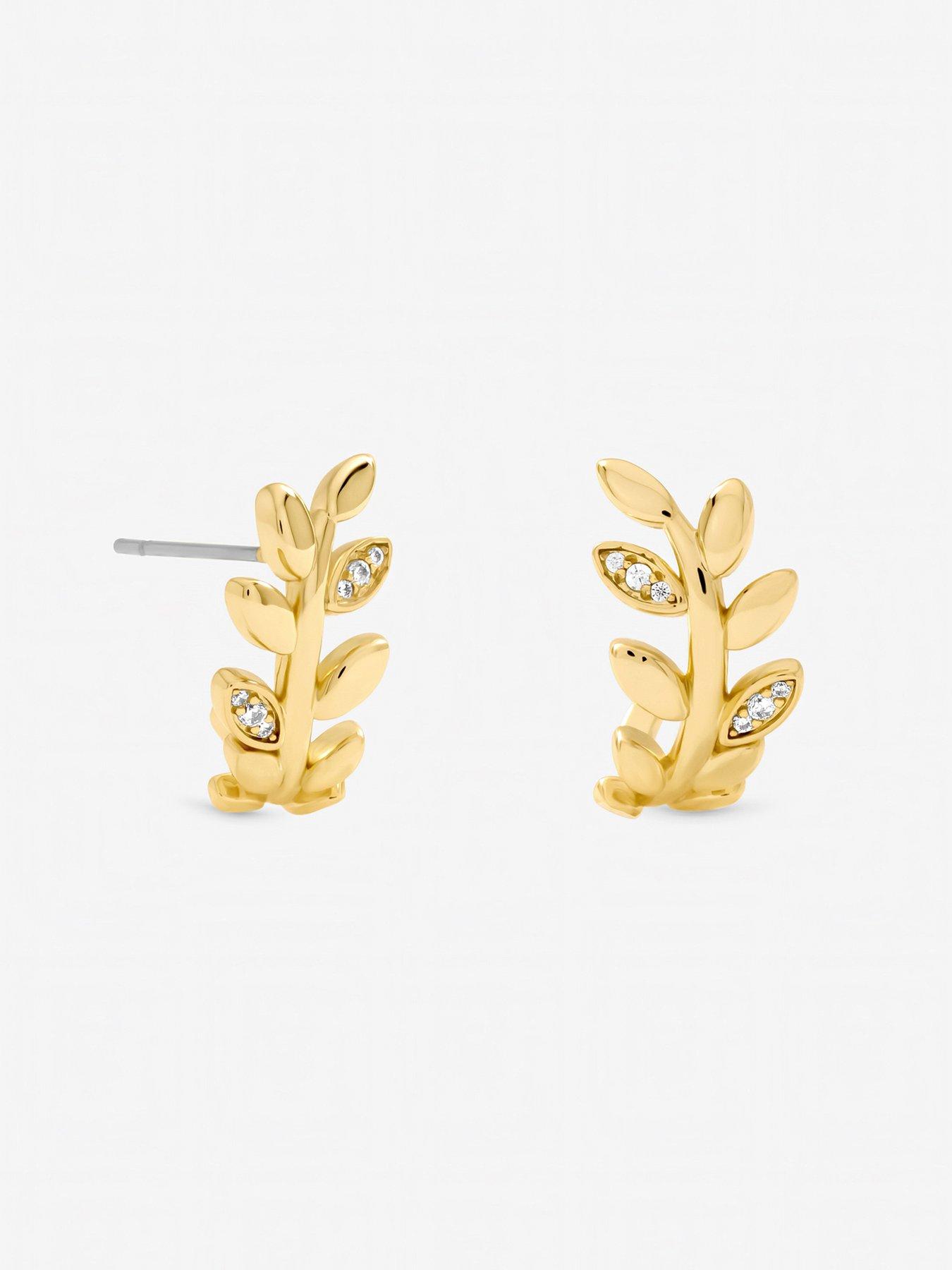 Image 2 of 3 of Jon Richard Gold Plated and Crystal Leaf Earrings