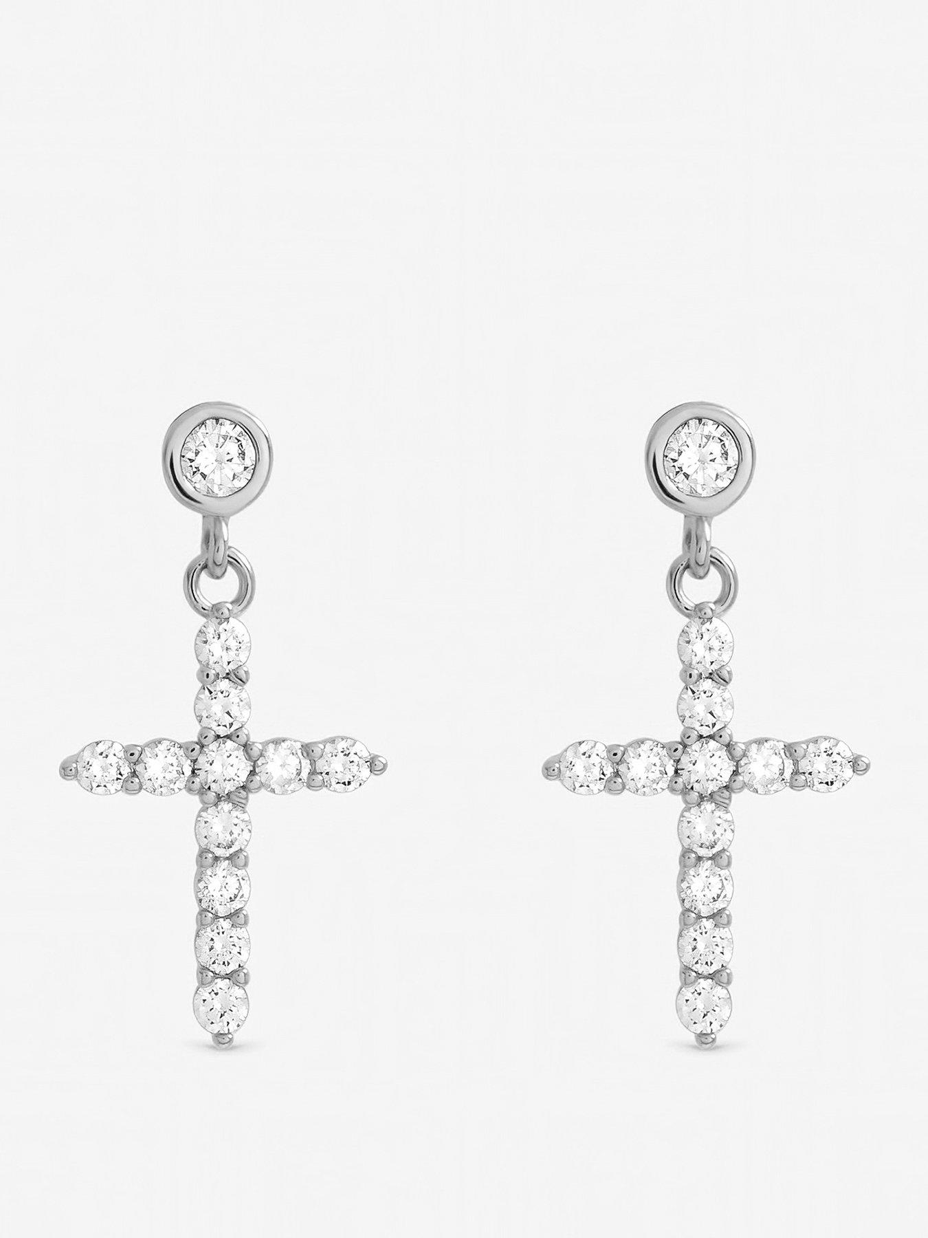 Image 1 of 1 of Jon Richard Rhodium Plated Cubic Zirconia Earrings