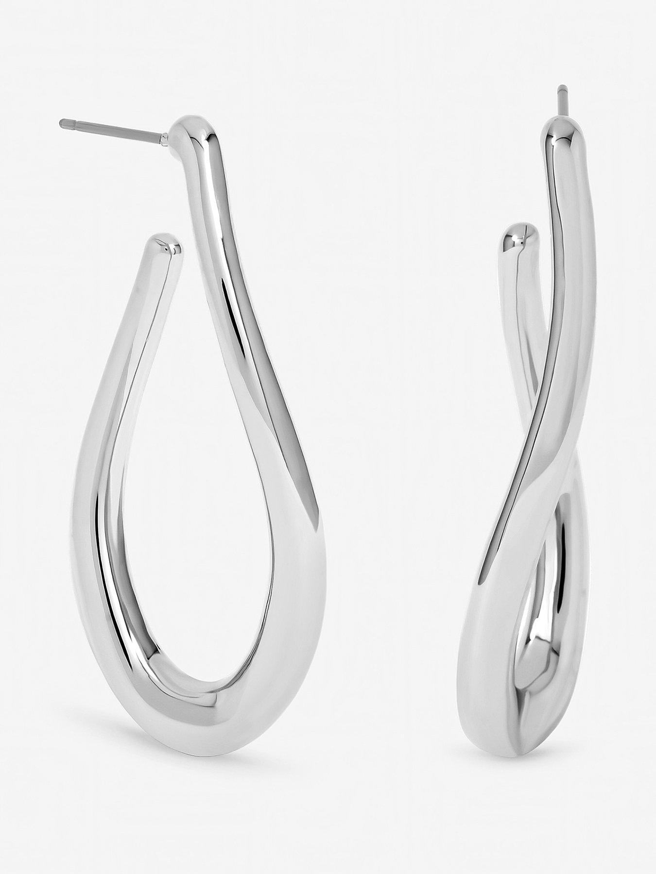 Mood Silver Plated Twist Hoop Earrings