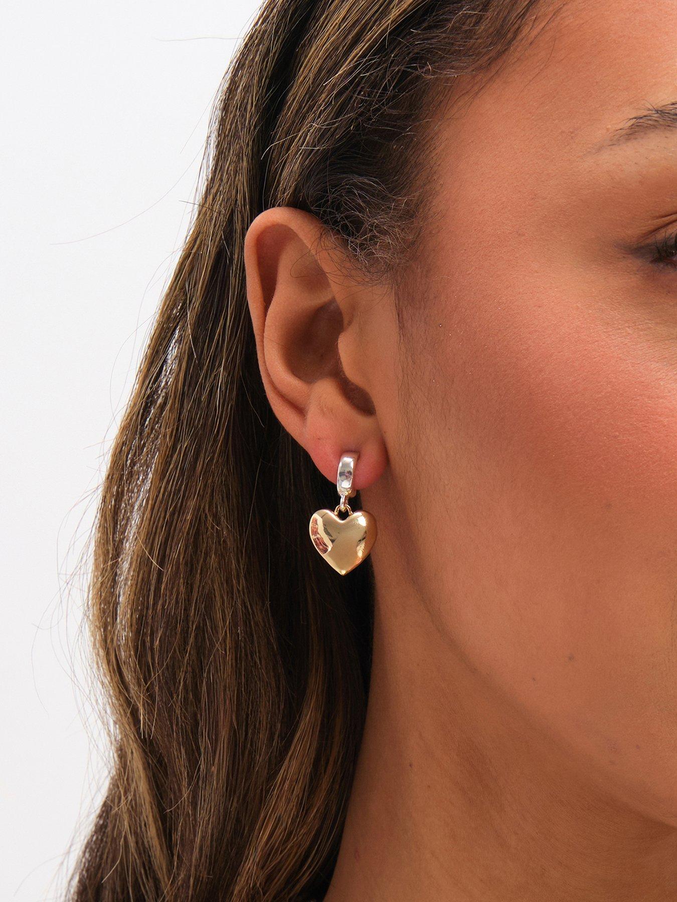 Mood Two Tone Heart Huggie Earrings