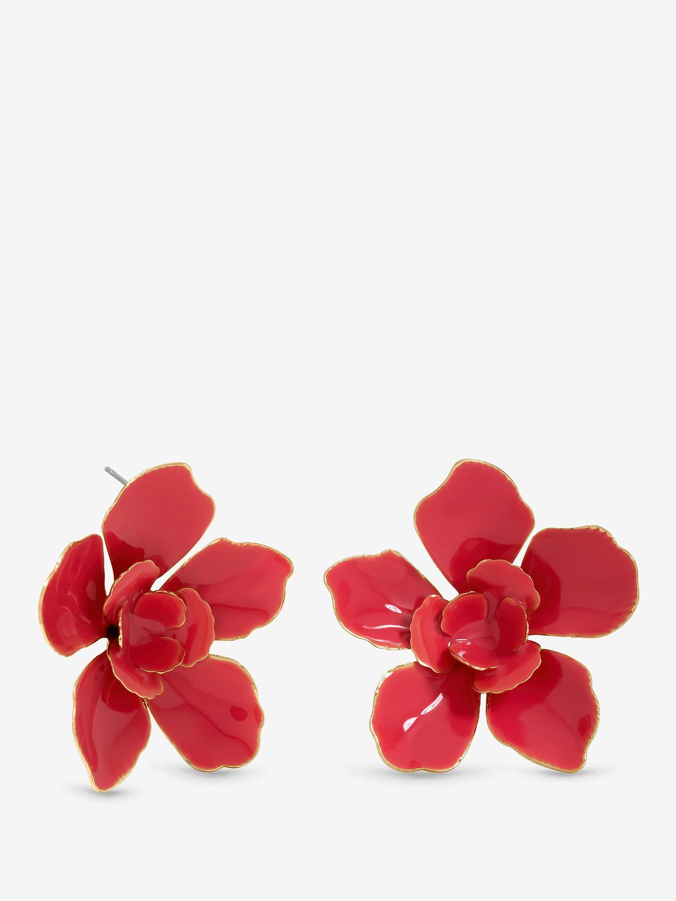 Mood MOOD GOLD PINK FLORAL EARRINGS