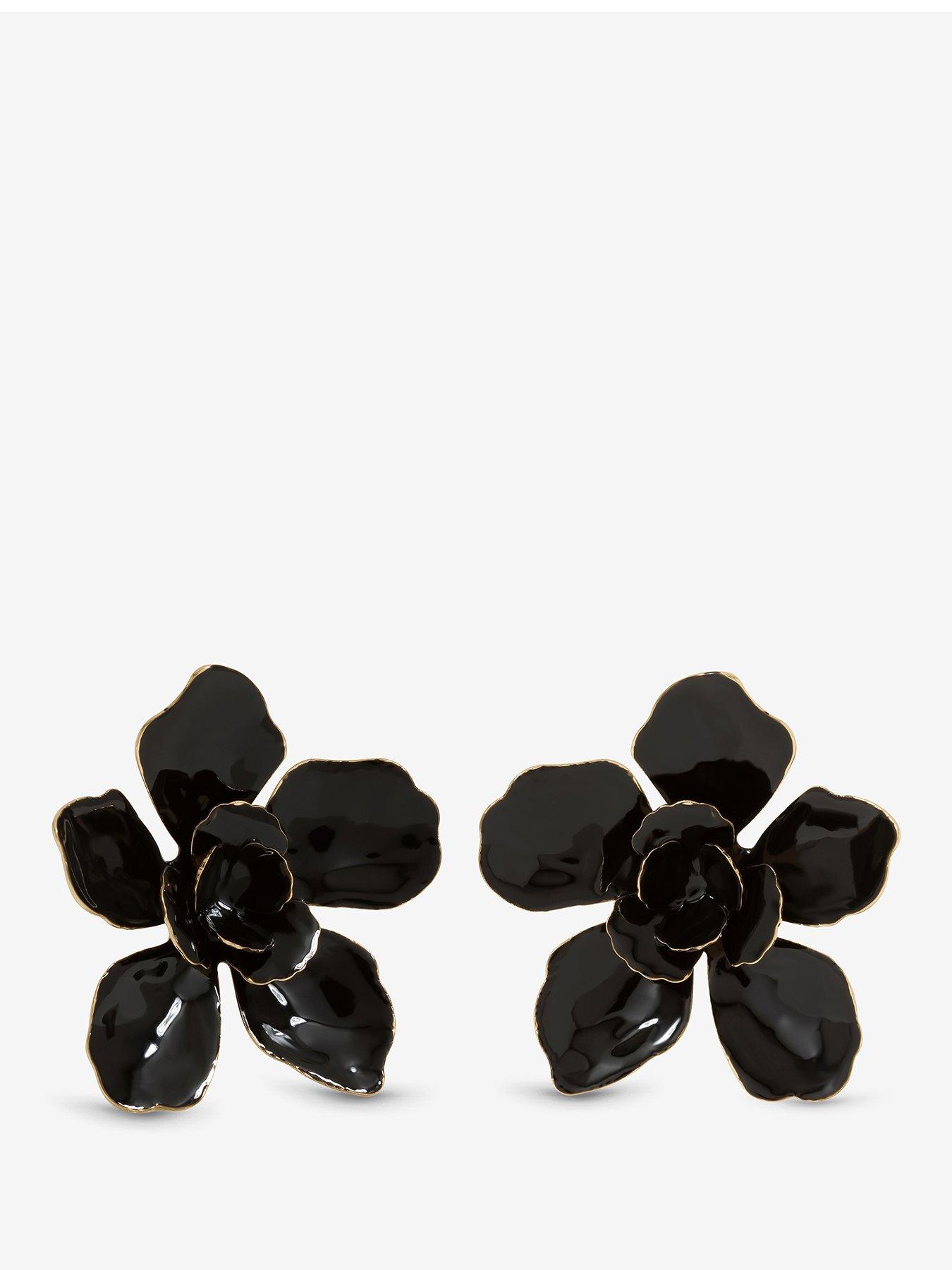 Mood MOOD JET STATEMENT FLOWER EARRINGS