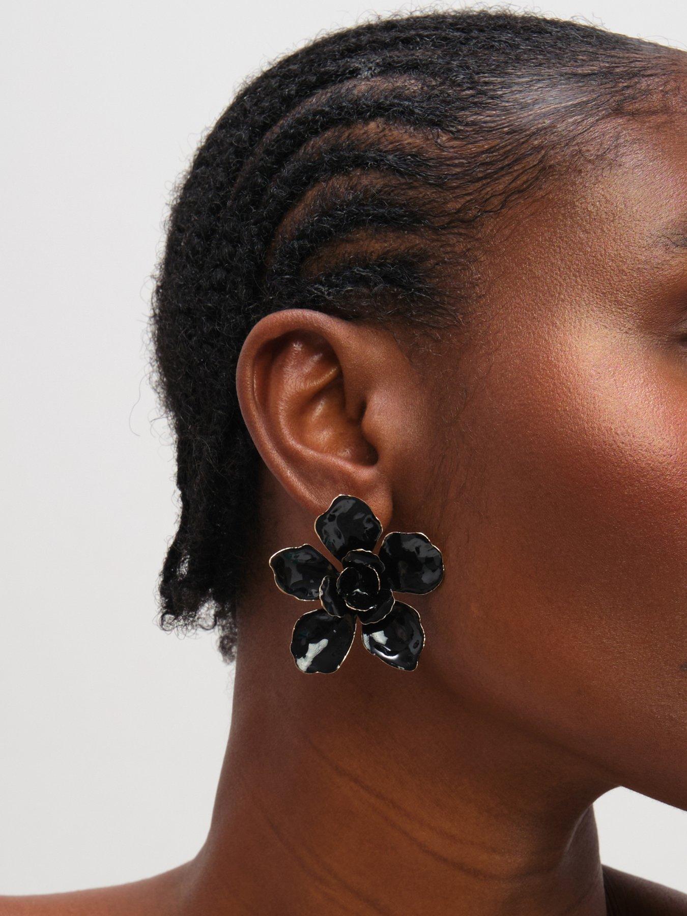 Image 2 of 3 of Mood MOOD JET STATEMENT FLOWER EARRINGS