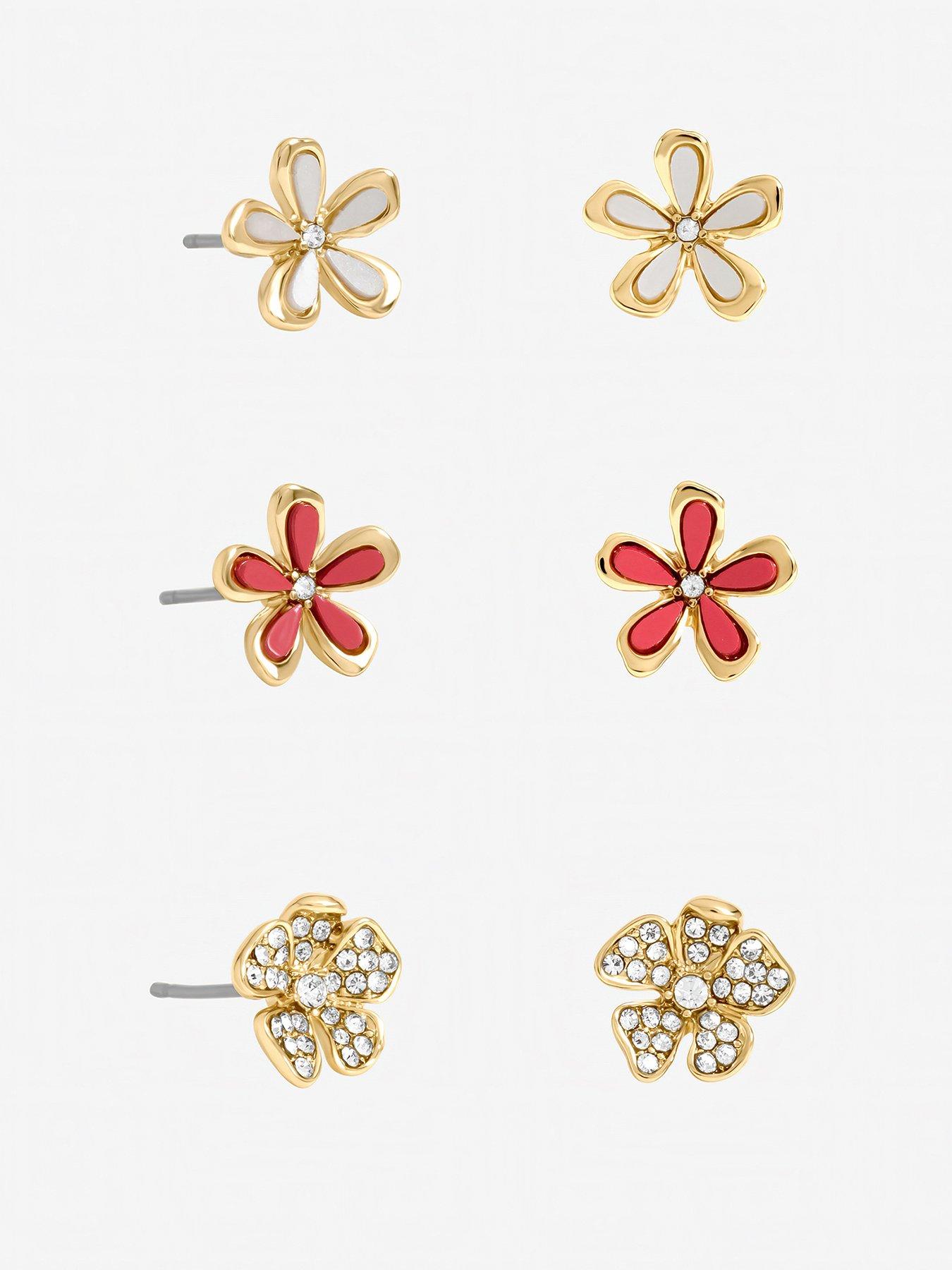 Mood Gold Plated Floral Earrings - Pack of 3