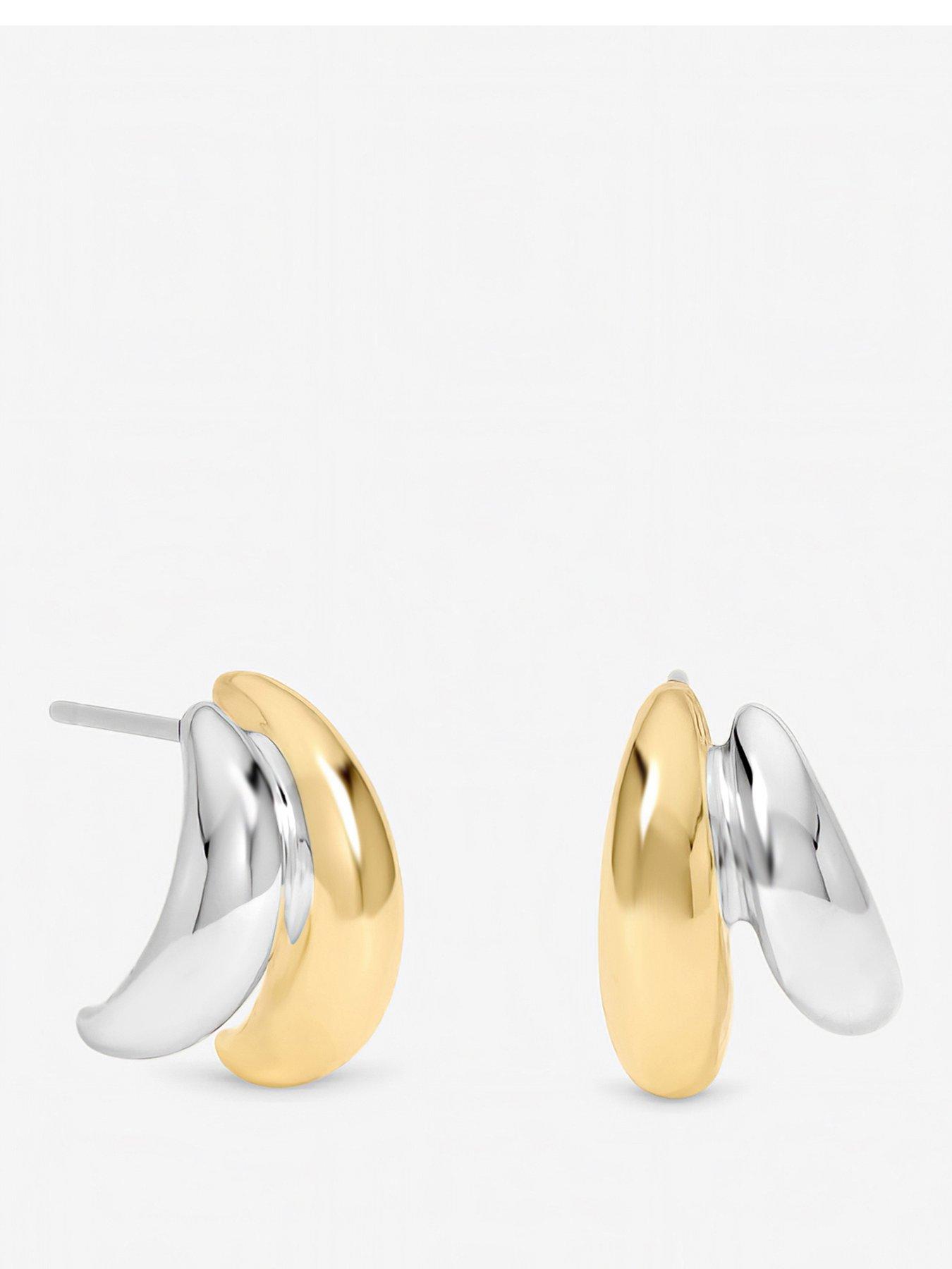 Jon Richard Two Tone Double Row Hoop Earrings