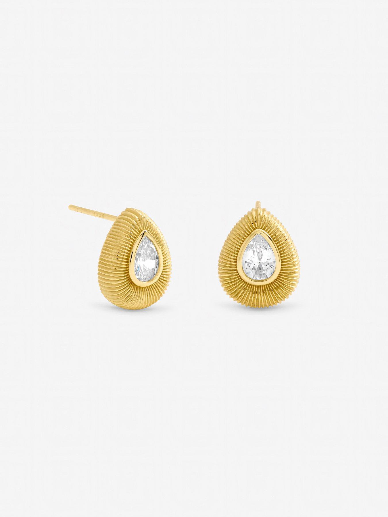 Image 2 of 3 of Jon Richard Gold Plated and Crystal Tear Drop Stud Earrings