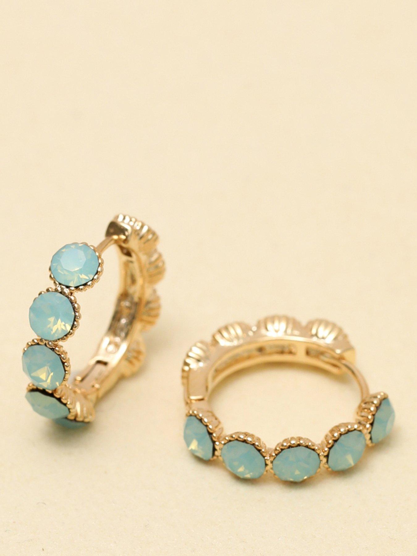 Jon Richard Gold Plated and Blue Round Hoop Earrings