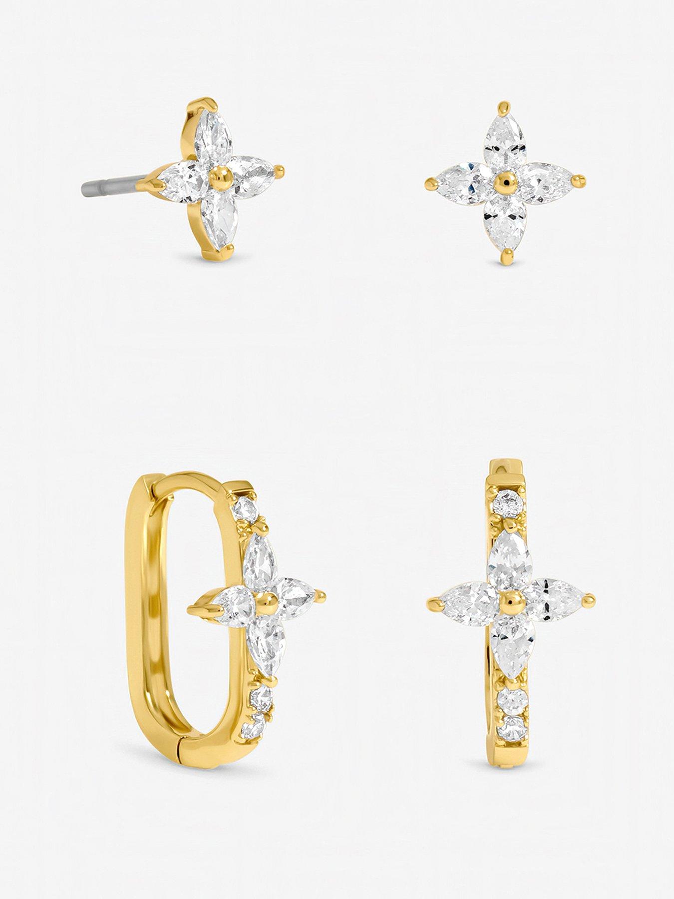 Jon Richard Gold Plated and Crystal Floral Hoop Earrings - Pack of 2