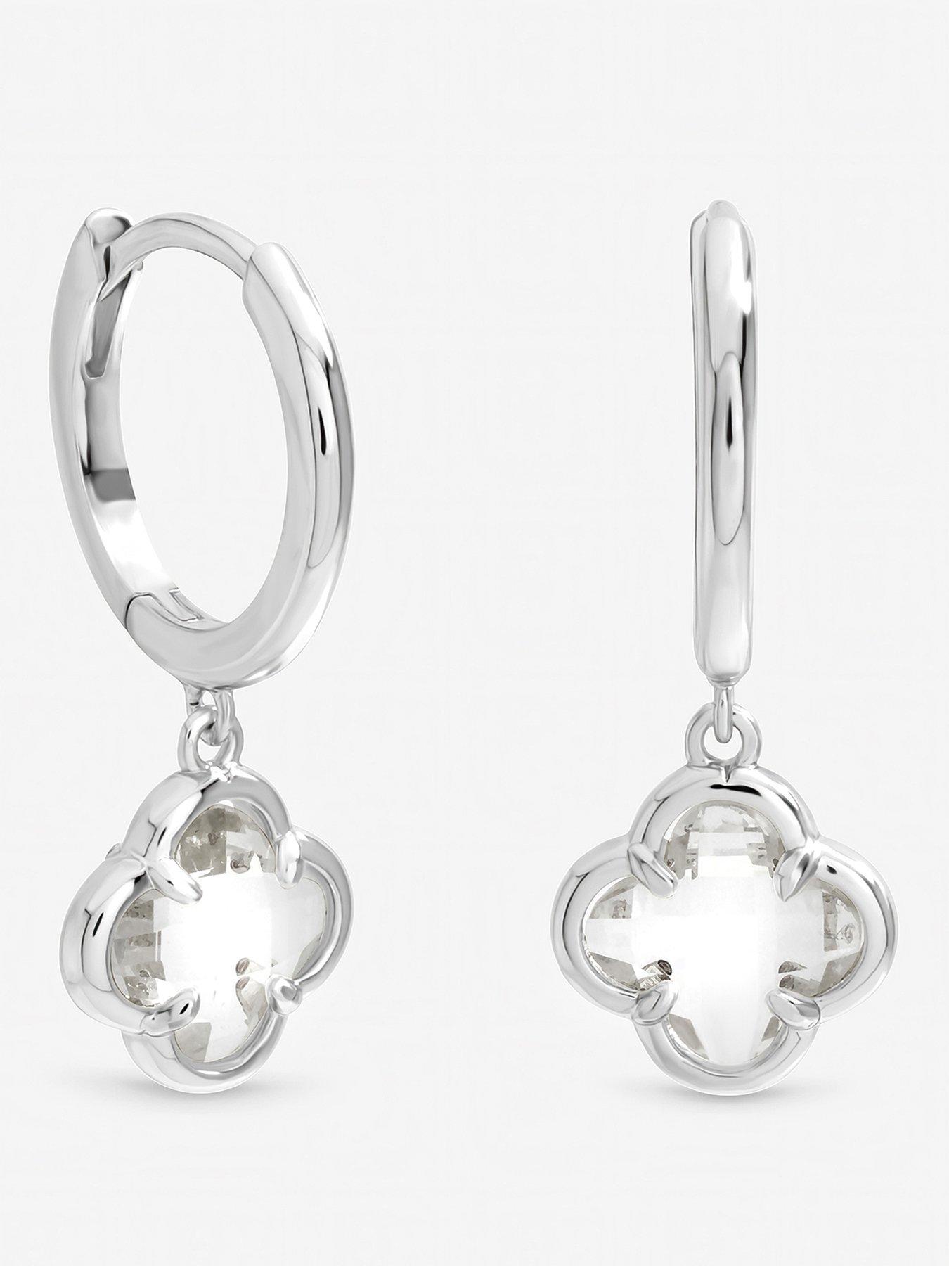 Inicio Crystal Clover Charm Huggie Hoops