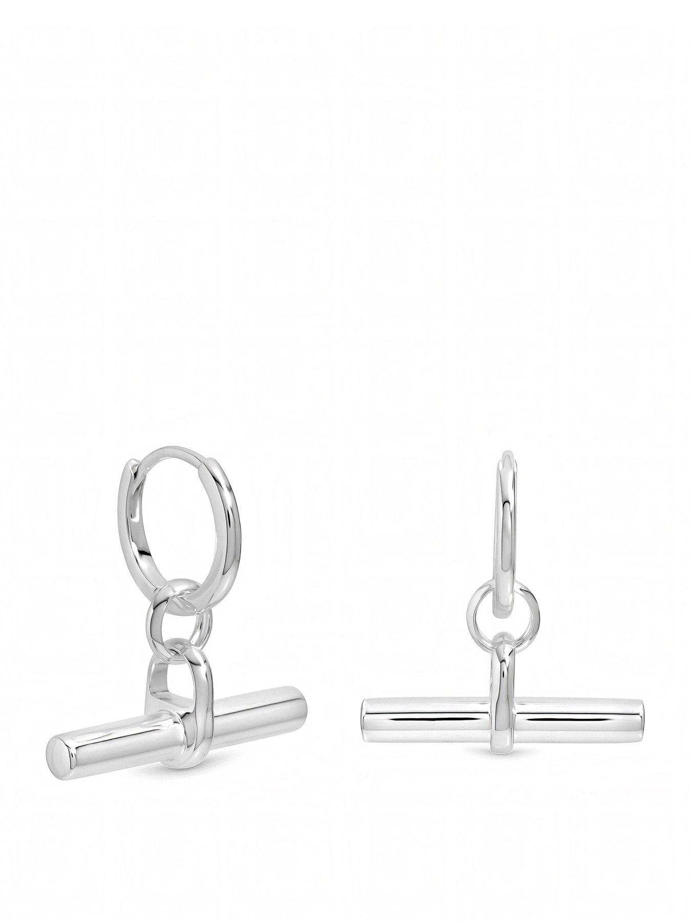 Inicio Polished T-Bar Hoop Earrings