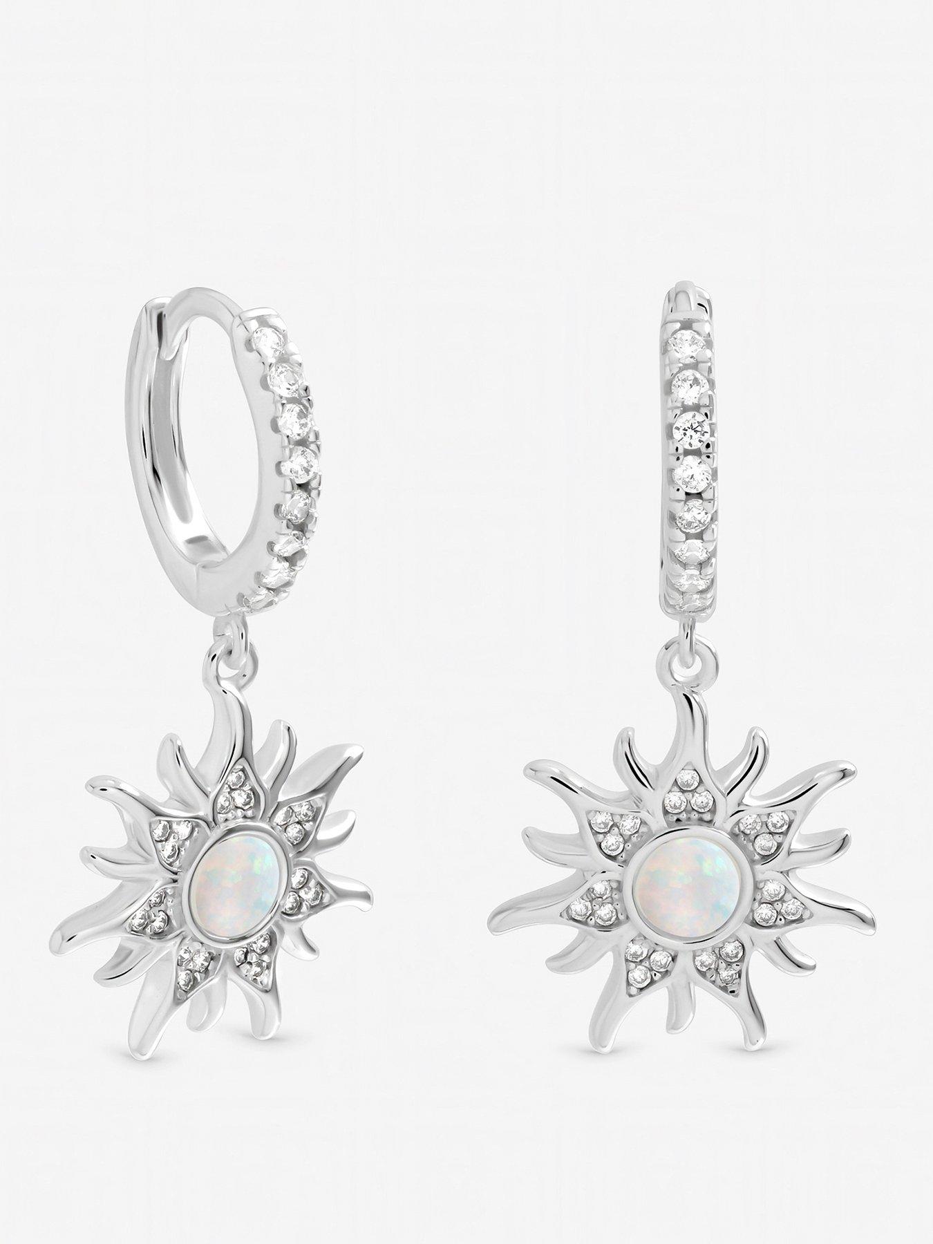 Inicio Inicio Opal Sunburst Charm Hoops