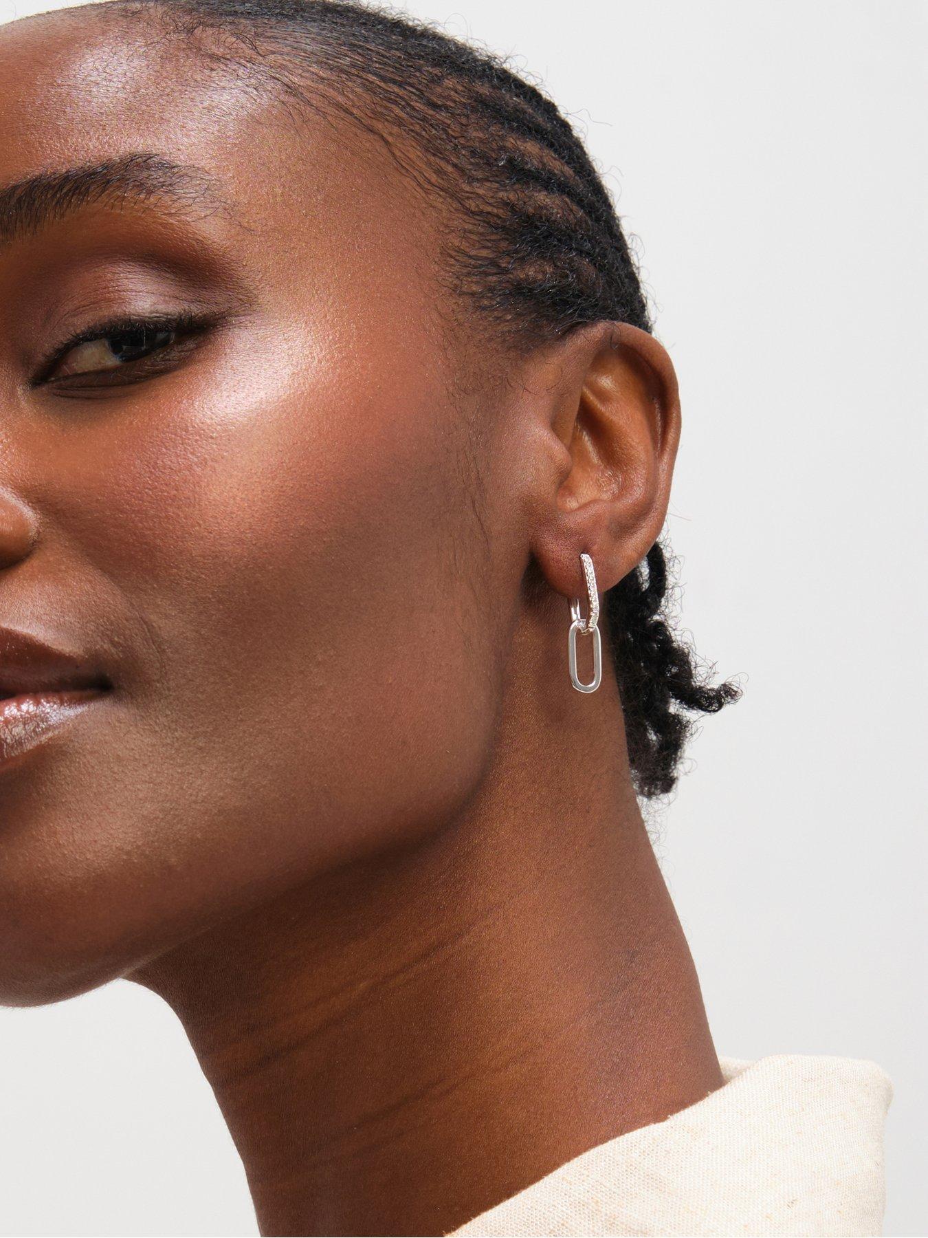 Image 2 of 3 of Inicio Sterling Silver Polished Double Link Drop Earrings