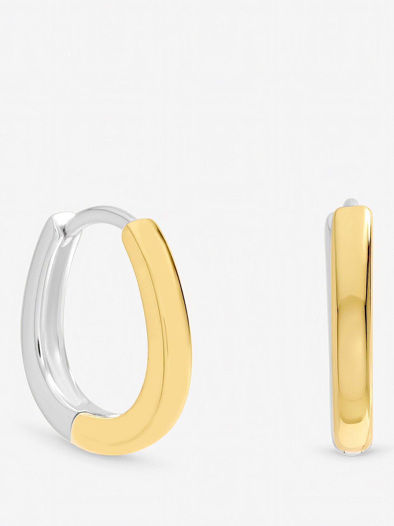 Inicio Two Tone Half And Half Hoop Earrings