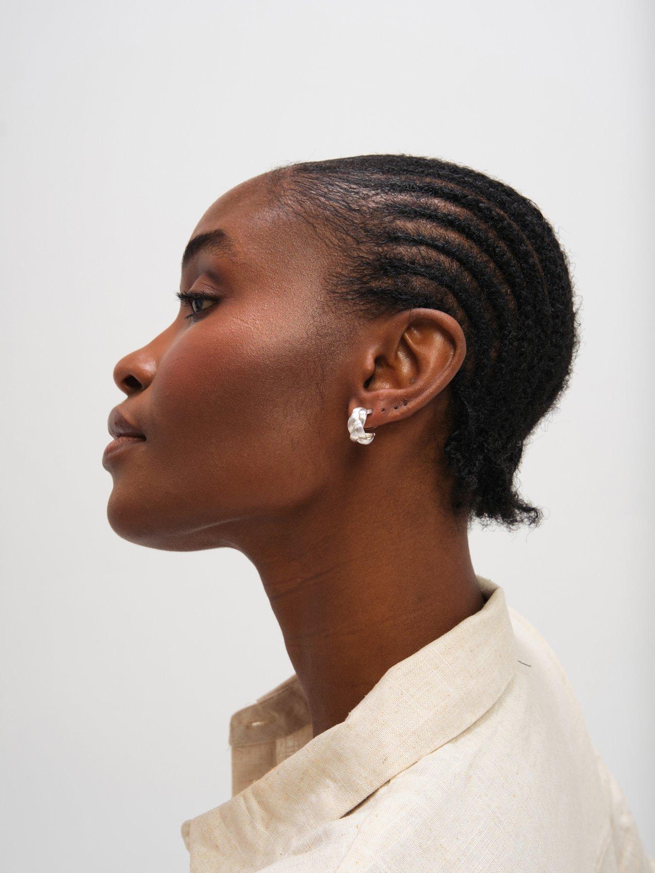 Image 2 of 4 of Inicio Sterling Silver Satin Braided Hoops
