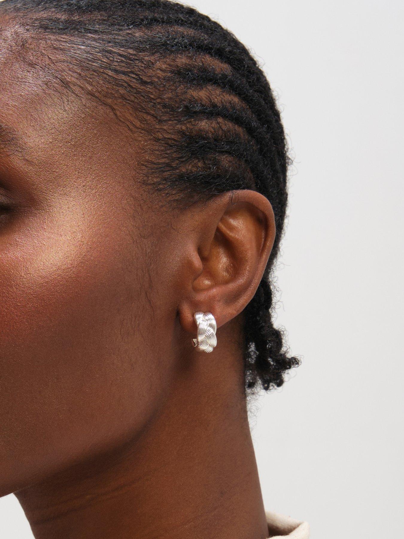 Image 3 of 4 of Inicio Sterling Silver Satin Braided Hoops