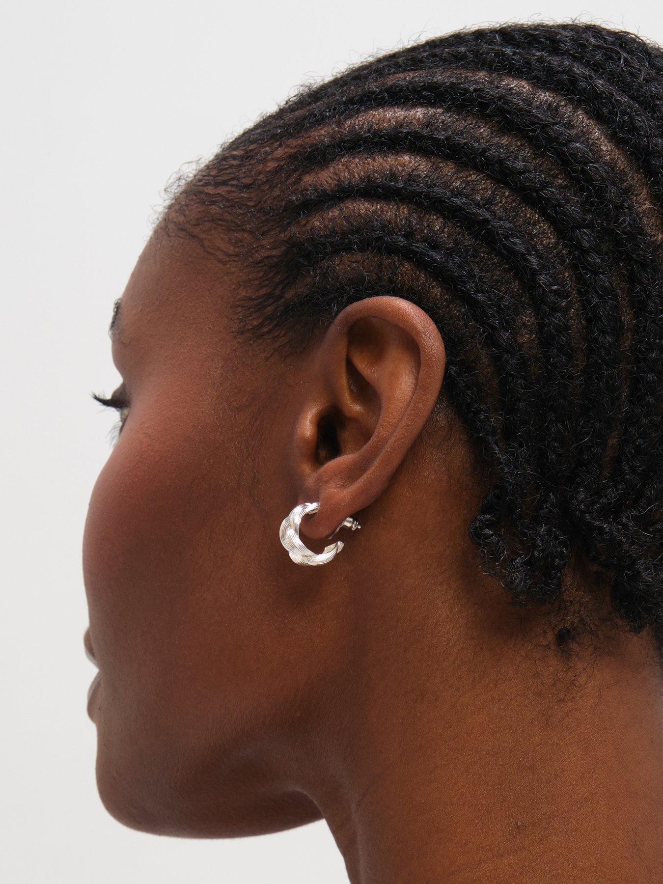 Image 4 of 4 of Inicio Sterling Silver Satin Braided Hoops