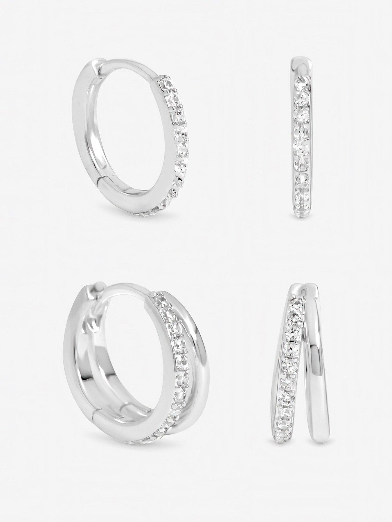 Inicio Inicio Polished And Pave Hoops - Pack of 2