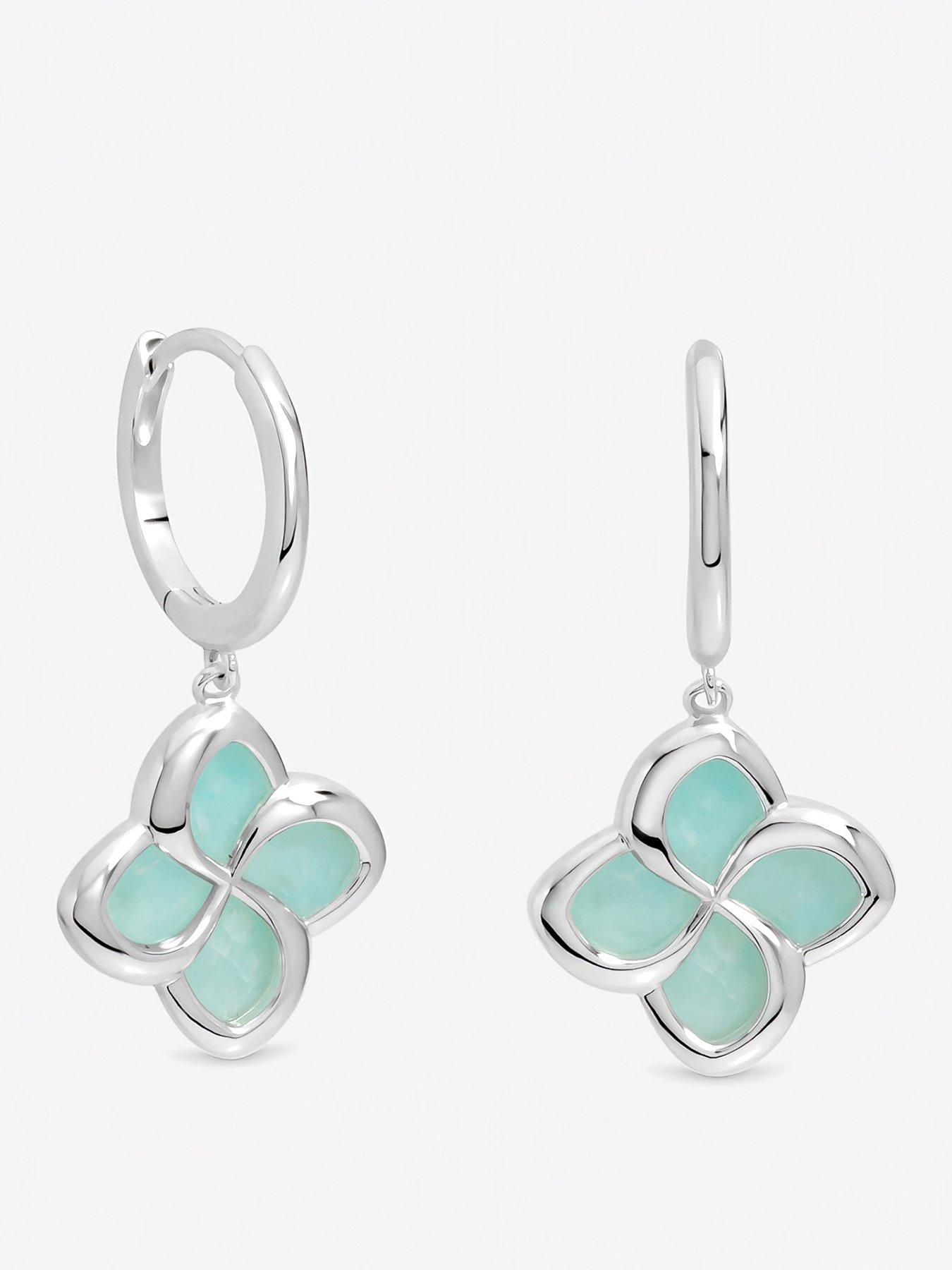Inicio Turquoise Clover Huggie Hoops