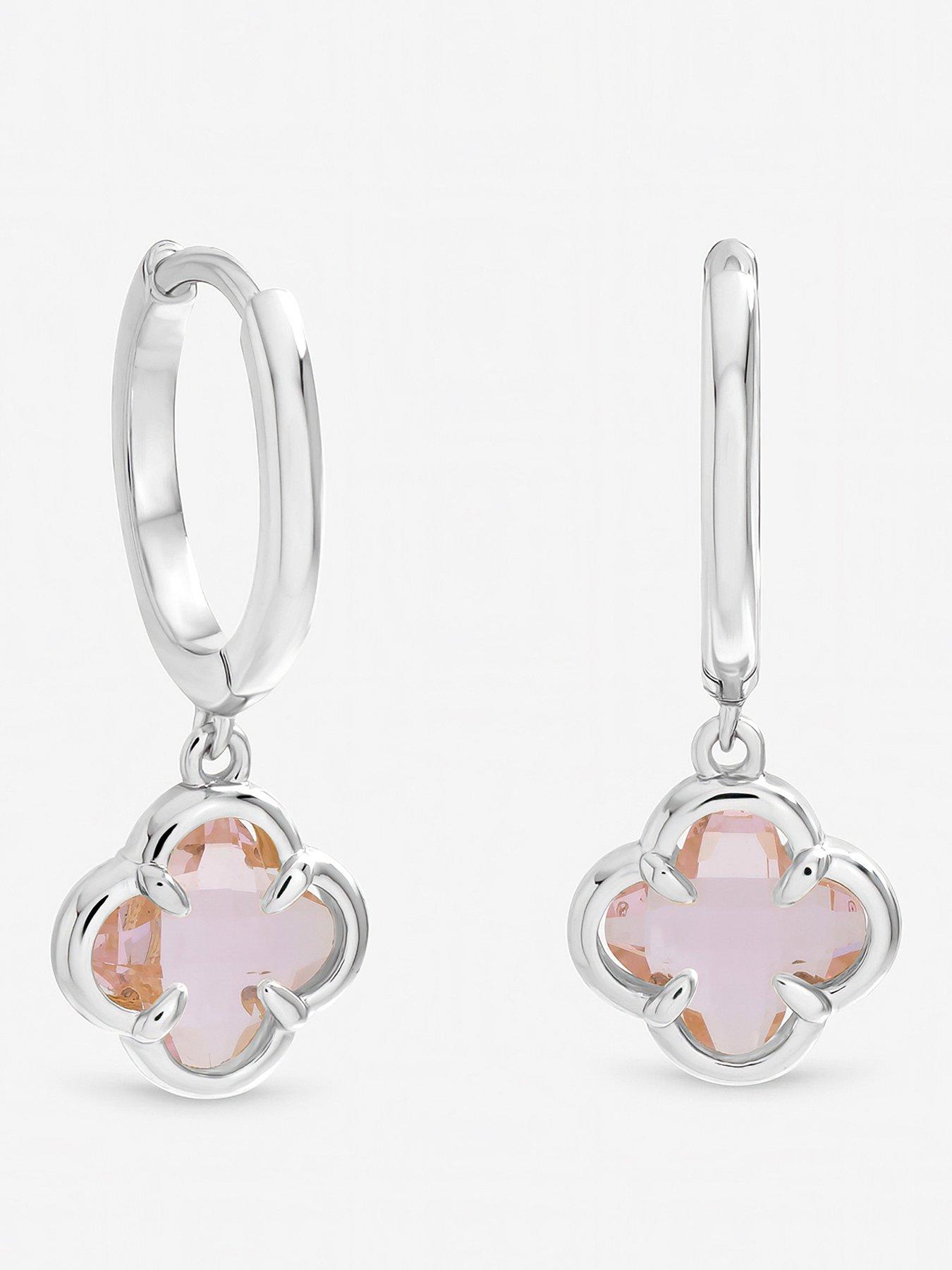 Inicio Vintage Rose Clover Charm Huggie Hoops