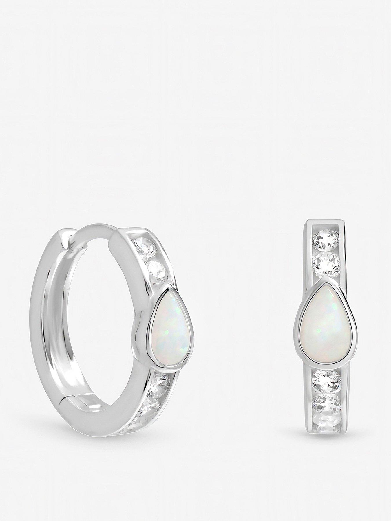 Image 1 of 3 of Inicio Opal Huggie Hoops