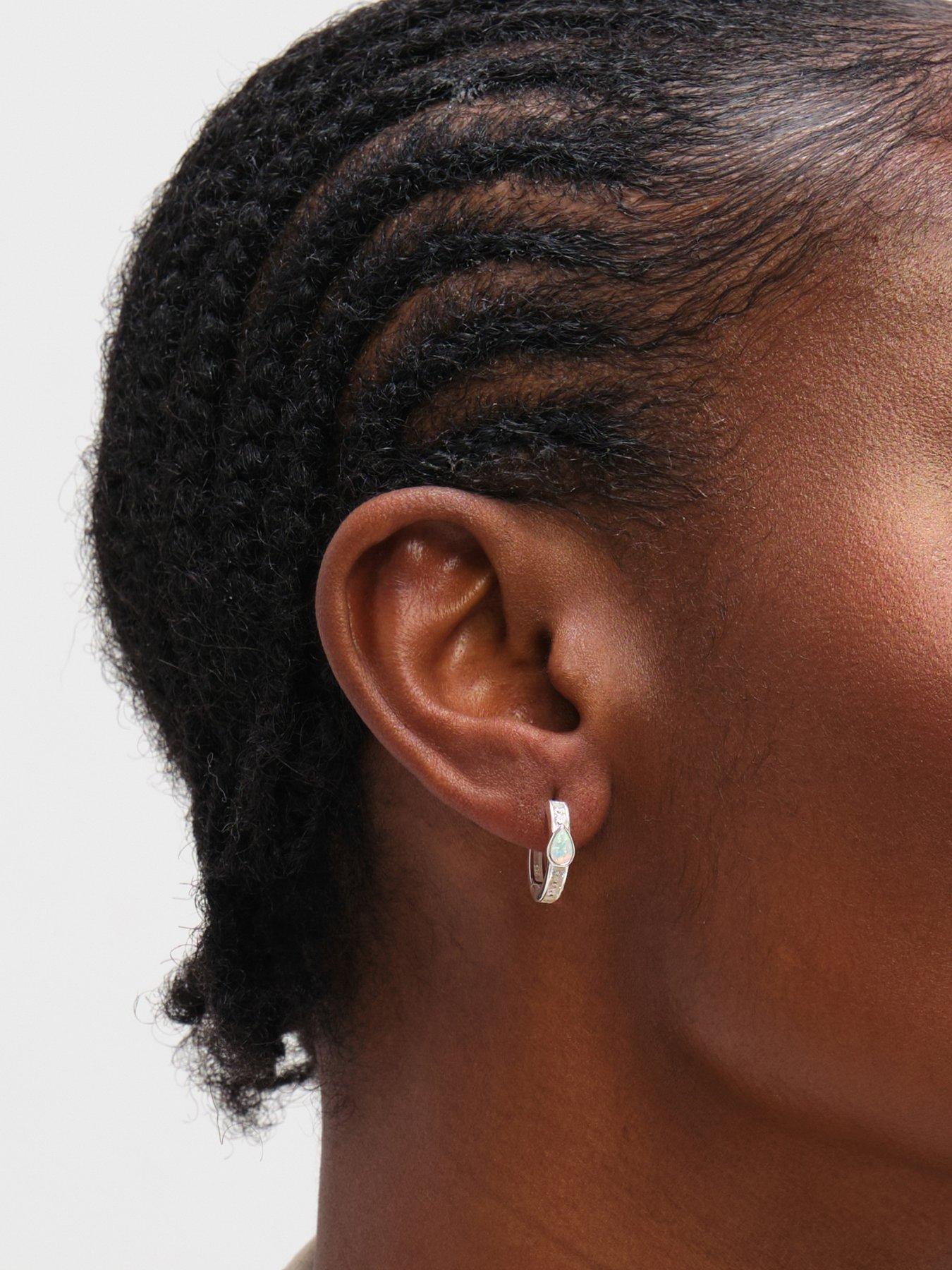 Image 2 of 3 of Inicio Opal Huggie Hoops